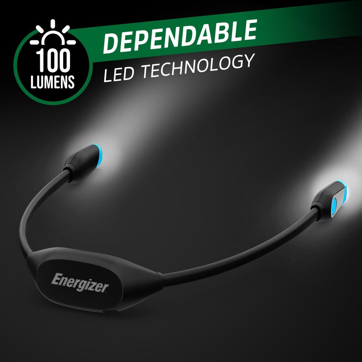 Energizer Rechargeable Neck Light, Portable LED Light for Reading and Hands-Free Uses, Neck Light with Adjustable Brightness, 100 Lumens, 5-Hour Runtime, Pack of 1