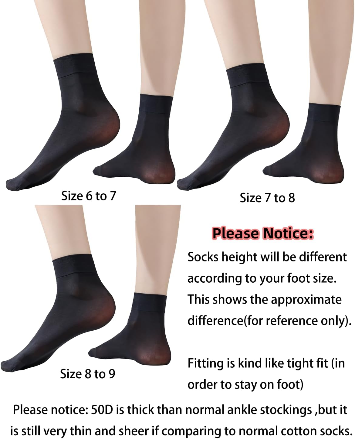 Women's 10-24 Pairs (in Gift Box) Ankle High Sheer Nylon Socks Soft Tight Hosiery with Reinforced Toe