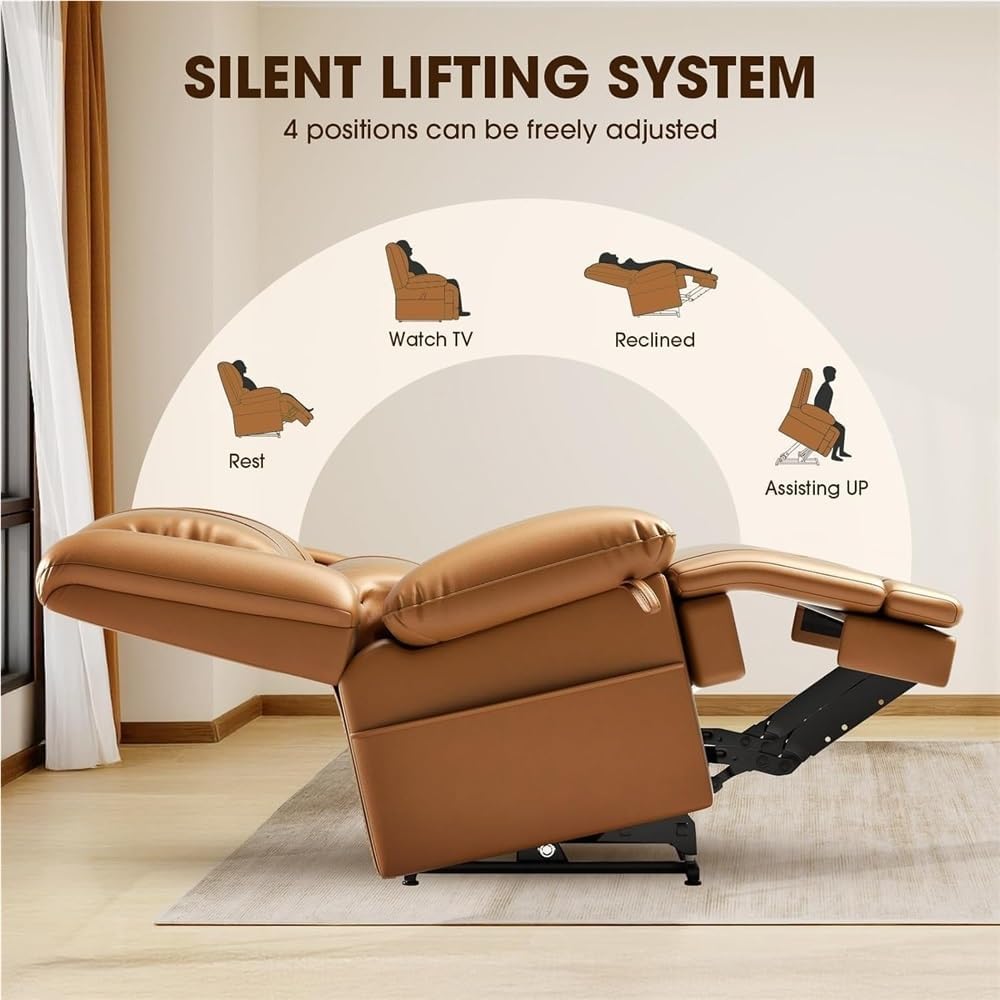 Dual Motor Electric Power Lift Recliner Chair with Massage and Heat USB Ports Remote Control Infinite Position Adjustable Sofa for Elderly Comfortable Living Room and Bedroom Seating