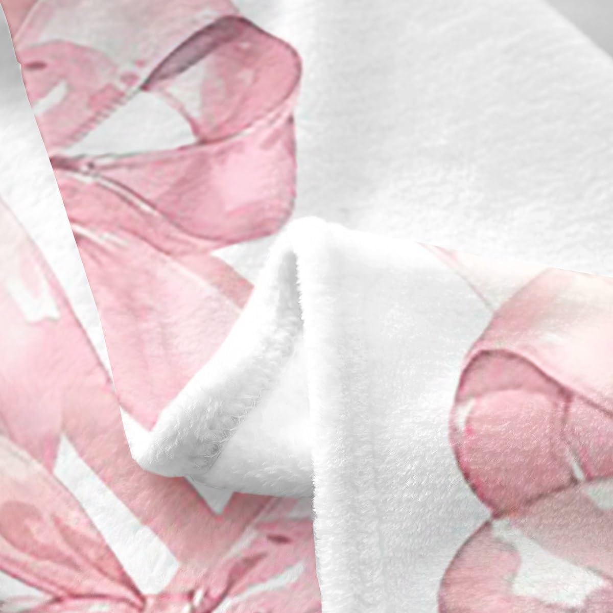 Manfei Pink Bowknot Flannel Blanket for Kids,Dreamy Princess Style Kids Girls Fleece Throw Blanket for Bedroom Sofa Dorm,Watercolor Bow Geometric Grids White Bed Blanket,Baby (30 x 40 Inches)
