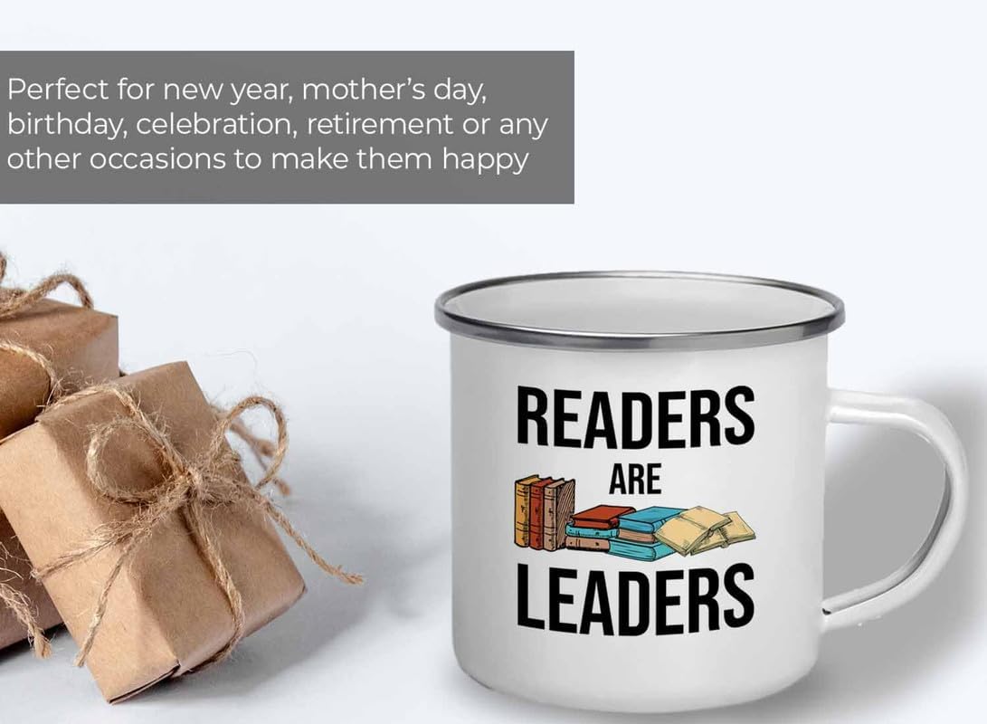 Reading Bookworm Camper Mug 12oz - Readers Are Leader - Reading Reader Book Worm I Know Things Book Addict Book Lover Bookish Novelist Librarian Writer