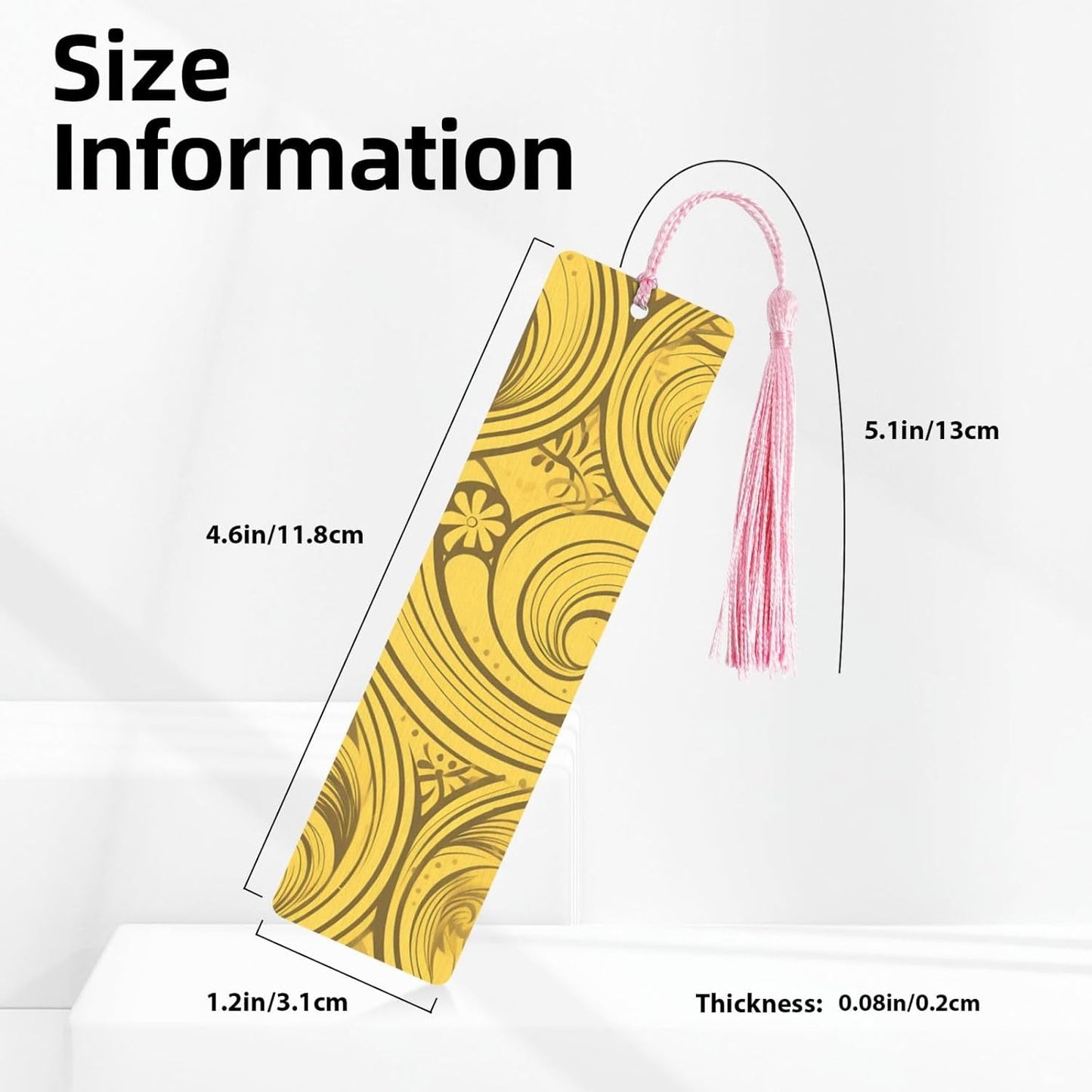 Yellow Line Pattern Bookmarks Gifts for Women Men, Wooden Bookmarks for Book Lovers, Vintage Book Marks Ornaments with Tassel, Unique Personalized Reading Page Markers Pink