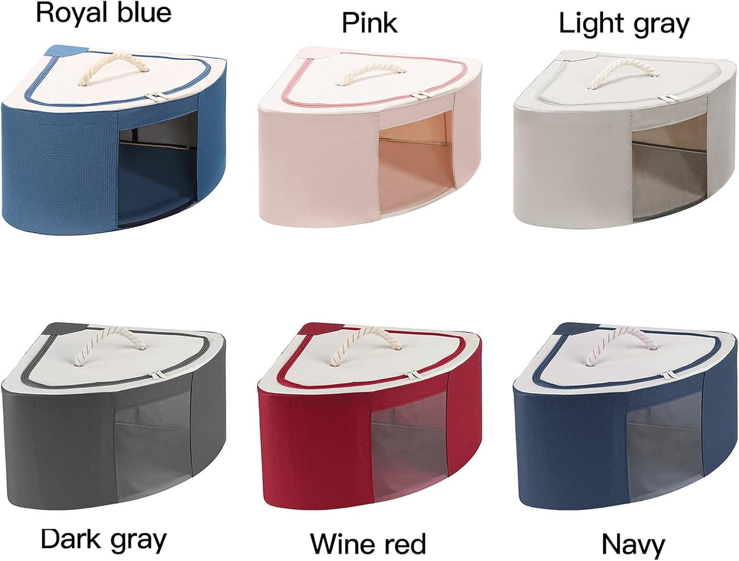 Foldable Storage Bins Cubes Boxes with Lid, Triangle Corner Collapsible Fabric Storage Box Navy