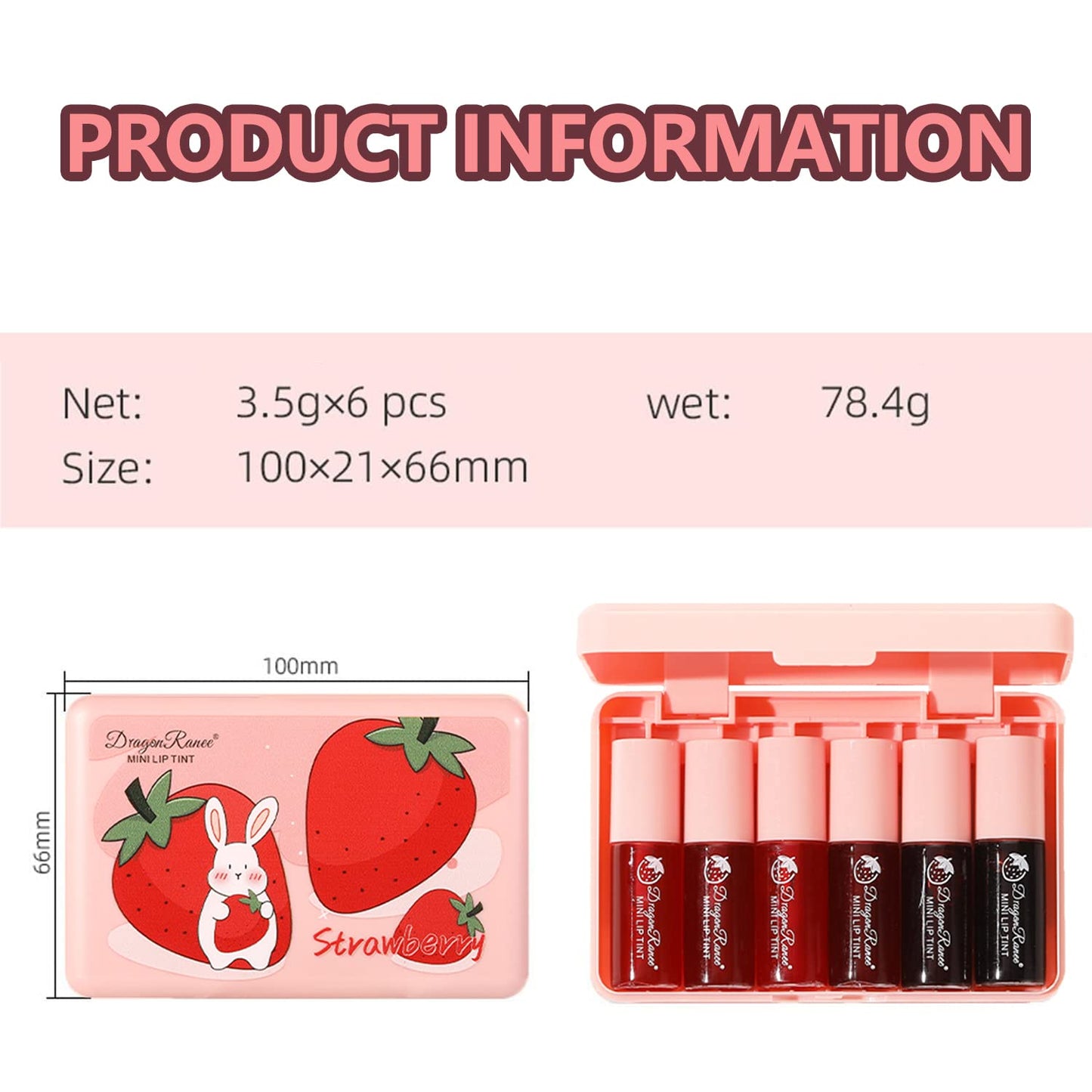 Eakroo 6 Colors Lip Tint Stain Mini Liquid Lipstick, Lip Gloss for Women, Lip Oil Stain, Lip Stain Long Lasting Waterproof, Lip Makeup, Korean Makeup, Cute Stuff, Non-Stick Cup, High Pigment