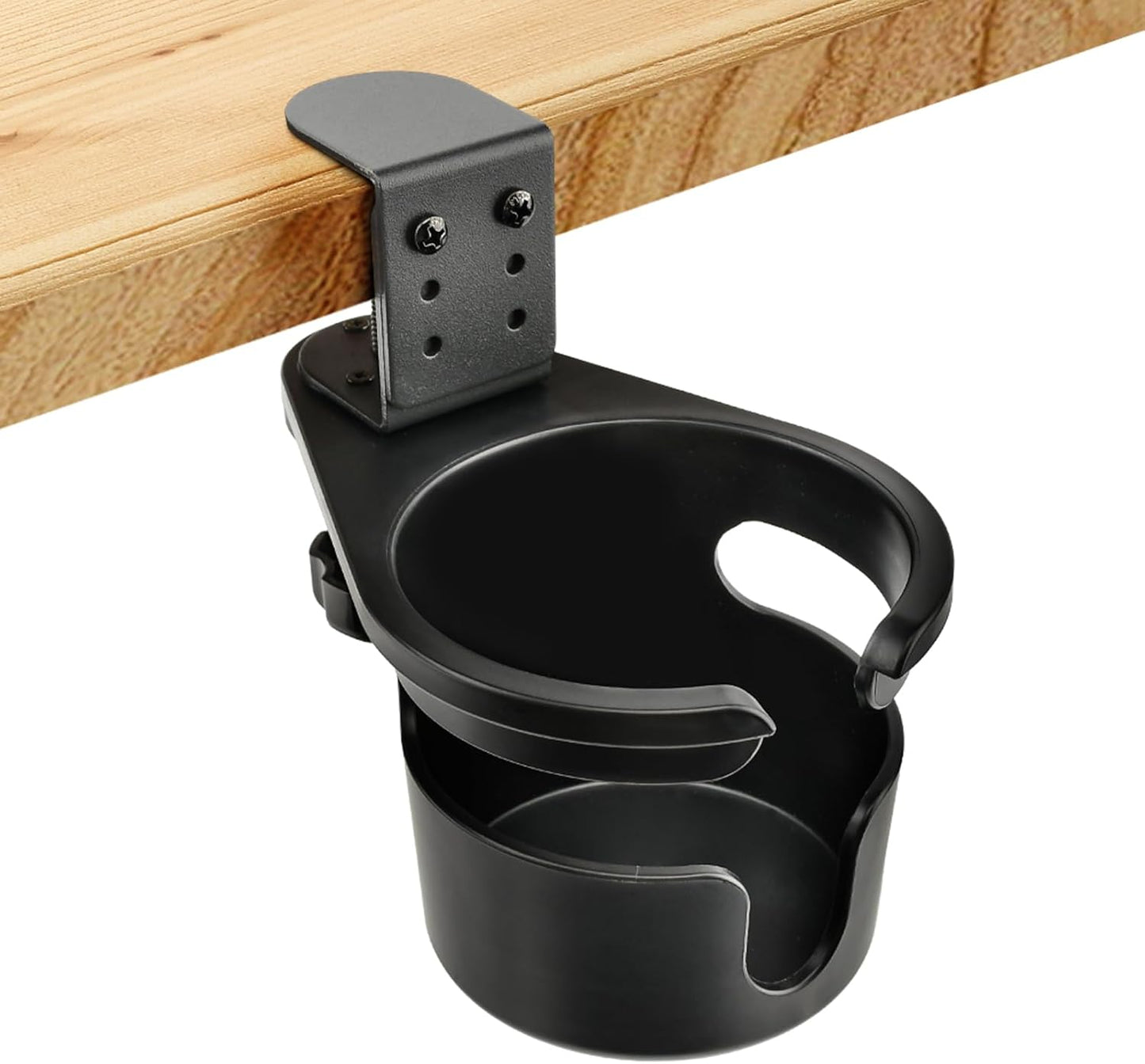 Deep Desk Cup Holder Clamp 360° Rotating for Table, Anti-Spill Cup Holder for Desk, Office Accessories to Hold Coffee Mugs, Gift for School, Gamer and Office(Color:Black)