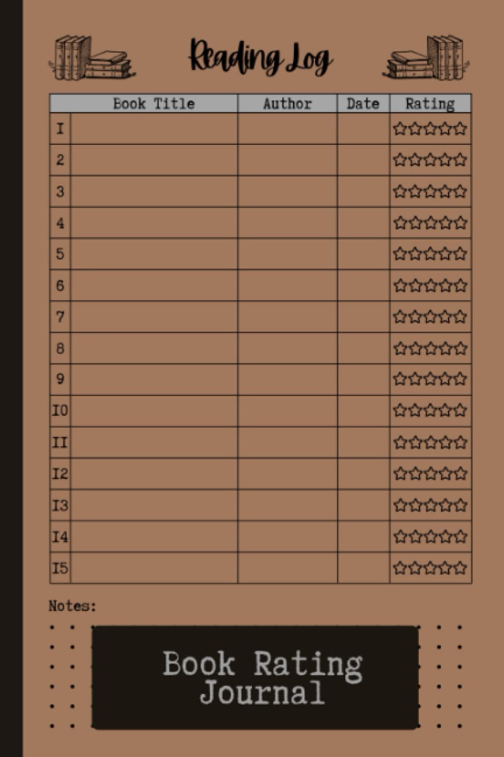 Book Rating Journal: Reading Log and Book Tracker