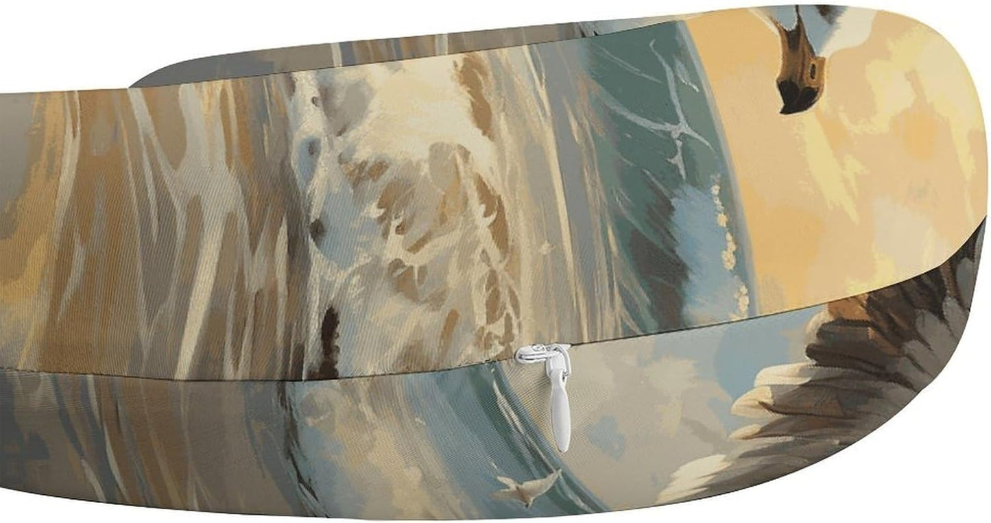 Painting of A Seagull Neck Pillow Memory Foam U Shaped Pillows Portable Pillows for Shoulder Travel Head Support Pillow with Concealed Zipper for Airplane Car Home Office