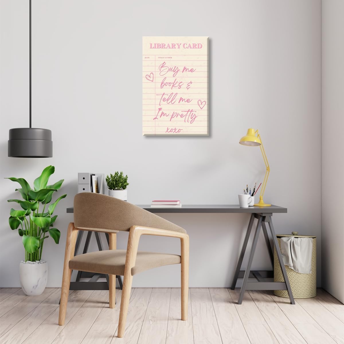 Buy Me Books and Tell Me Im Pretty Wall Art Trendy Library Card Pink Aesthetic Reading Poster Girly Positive Quote Canvas Prints Gift For Book Lovers Classroom Home Wall Decor Unframed16x24inch