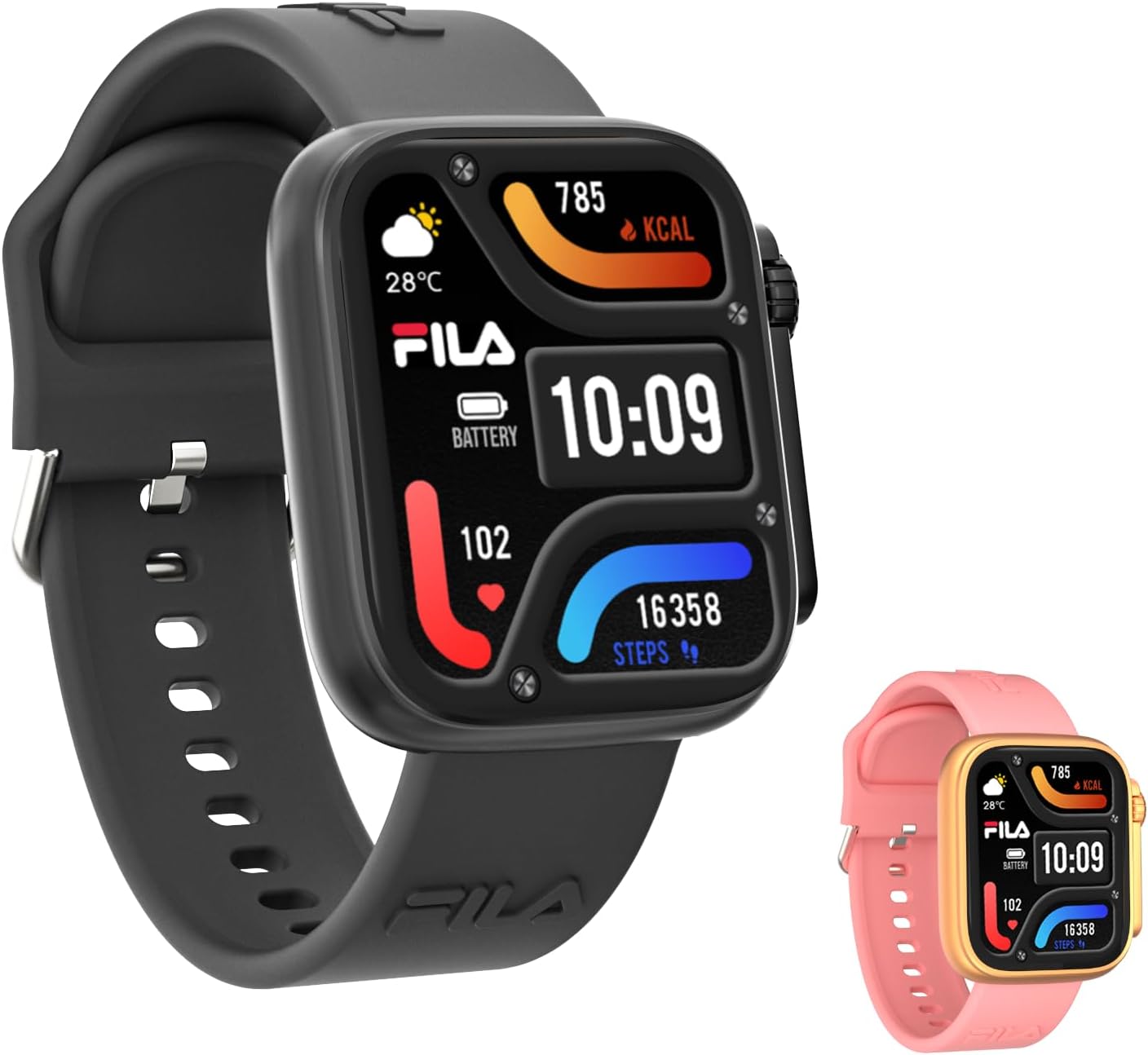 Fila Smart Watch with Bluetooth Calls, 1.83" Screen Fitness Tracker for Men Women, IP67 Waterproof, 120+ Workout Modes, 24/7 Heart Rate/Sleep Tracking, iOS Android Compatible - SW70 (Black)