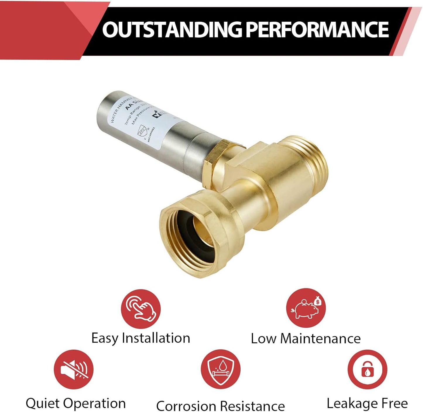(Pack of 2) EFIELD S-241 Stainless Steel Water Hammer Arrestor For Washing Machine, 3/4 Inch Swivel FHT x 3/4 Inch MHT,(HAMMER020-2PCS)