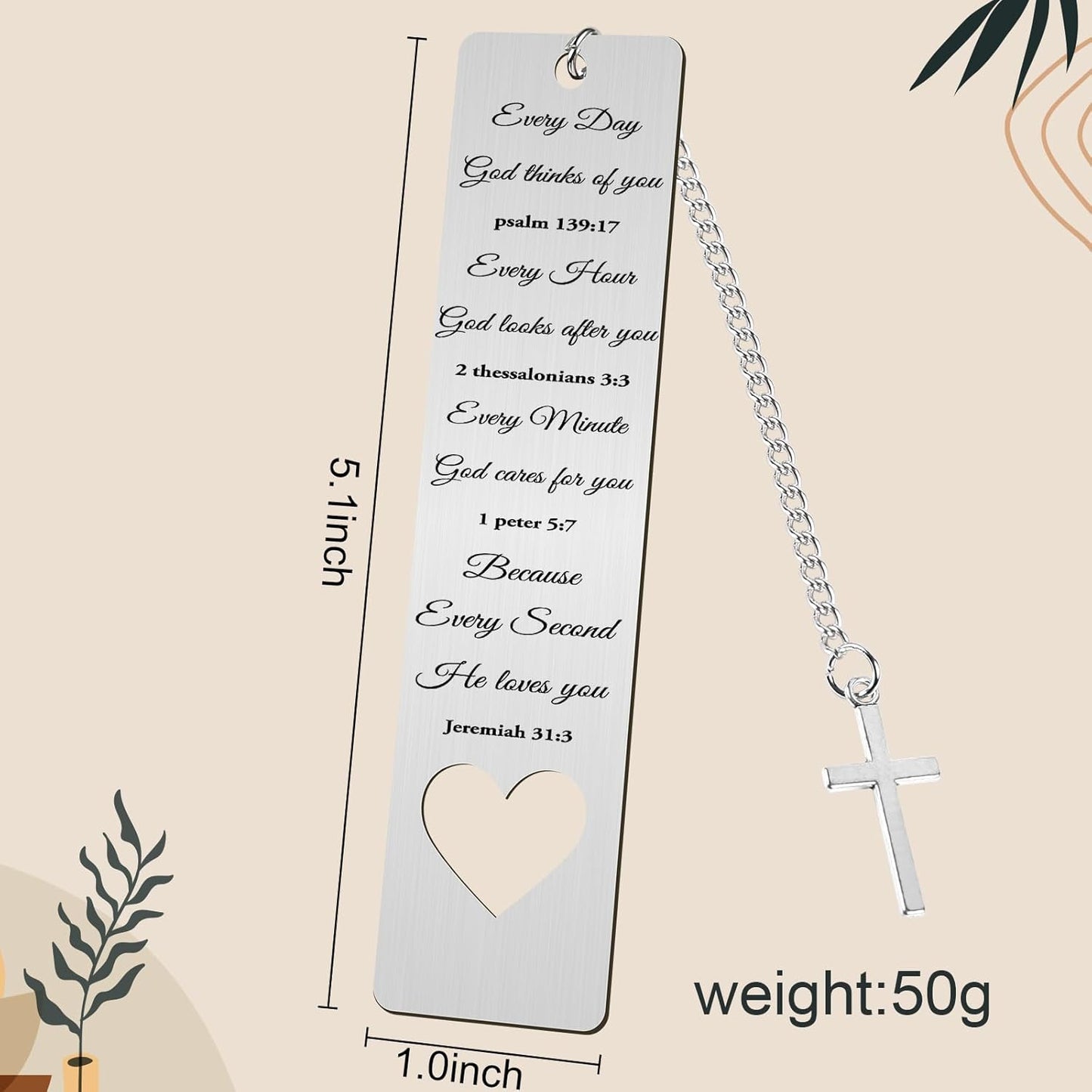Bible Verse Metal Bookmark Gift - Christening Bookmarks Gifts for Women Men Inspirational Baptism Birthday Gift for Book Lovers Bookworms Book Club Religious Reading Gift, Silver