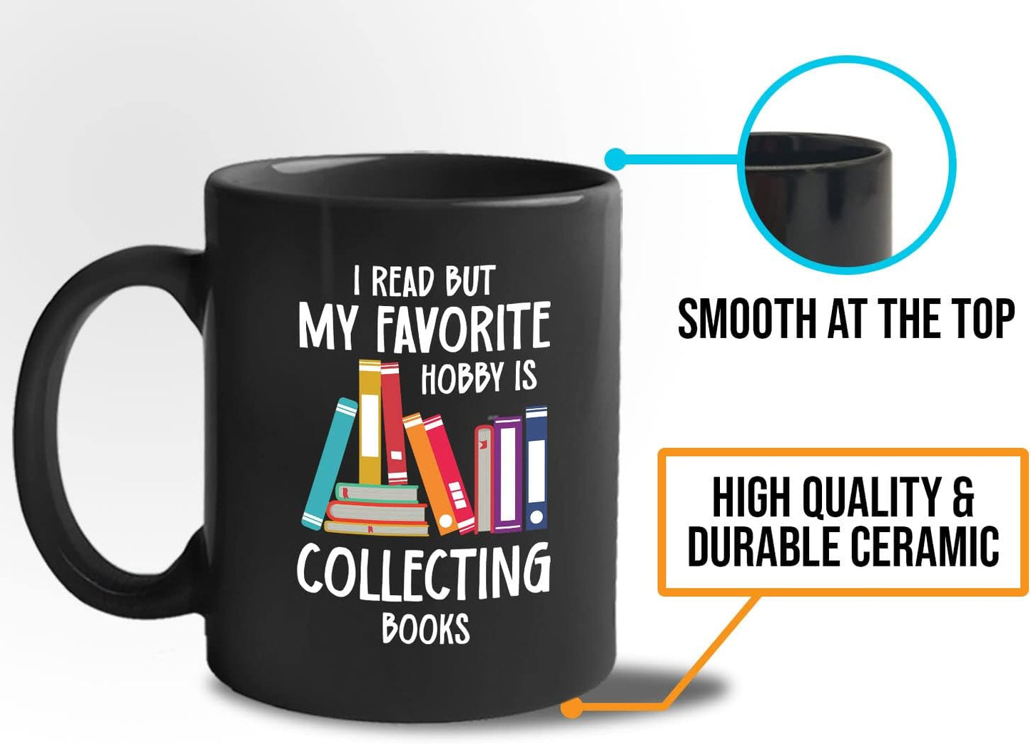 Bubble Hugs Book Lover Coffee Mug 11oz Black - Favorite Hobby Collecting Books - Reading Book Collector Reader Stack of Books Lover Bookish Novelist Librarian Writer