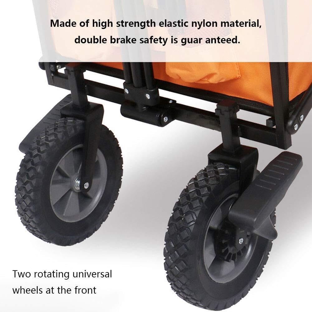 Folding Utility Wagon Trolley with Brakes, Adjustable Handle, Silent Bearing Wheels, 80kg Load Capacity, Purple(Type 4)