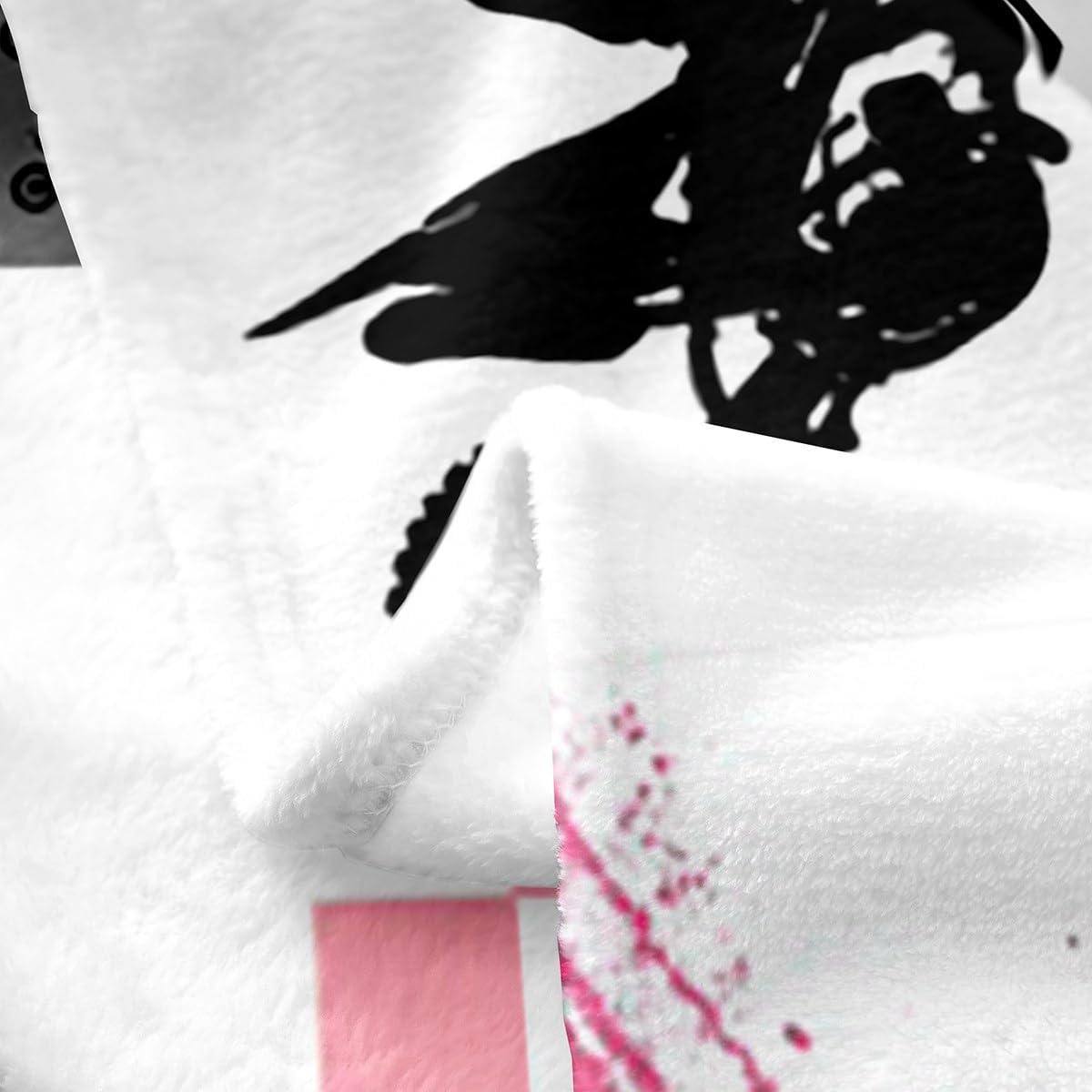 Erosebridal Dirt Bike Blanket Lightweight,Grunge Bike Track Patchwork Throw Blanket Bedroom Decor,Youth Motocross Fleece Flannel Ultra Warm,Gift for Girls,Pink White Grid Soft Soft,Throw