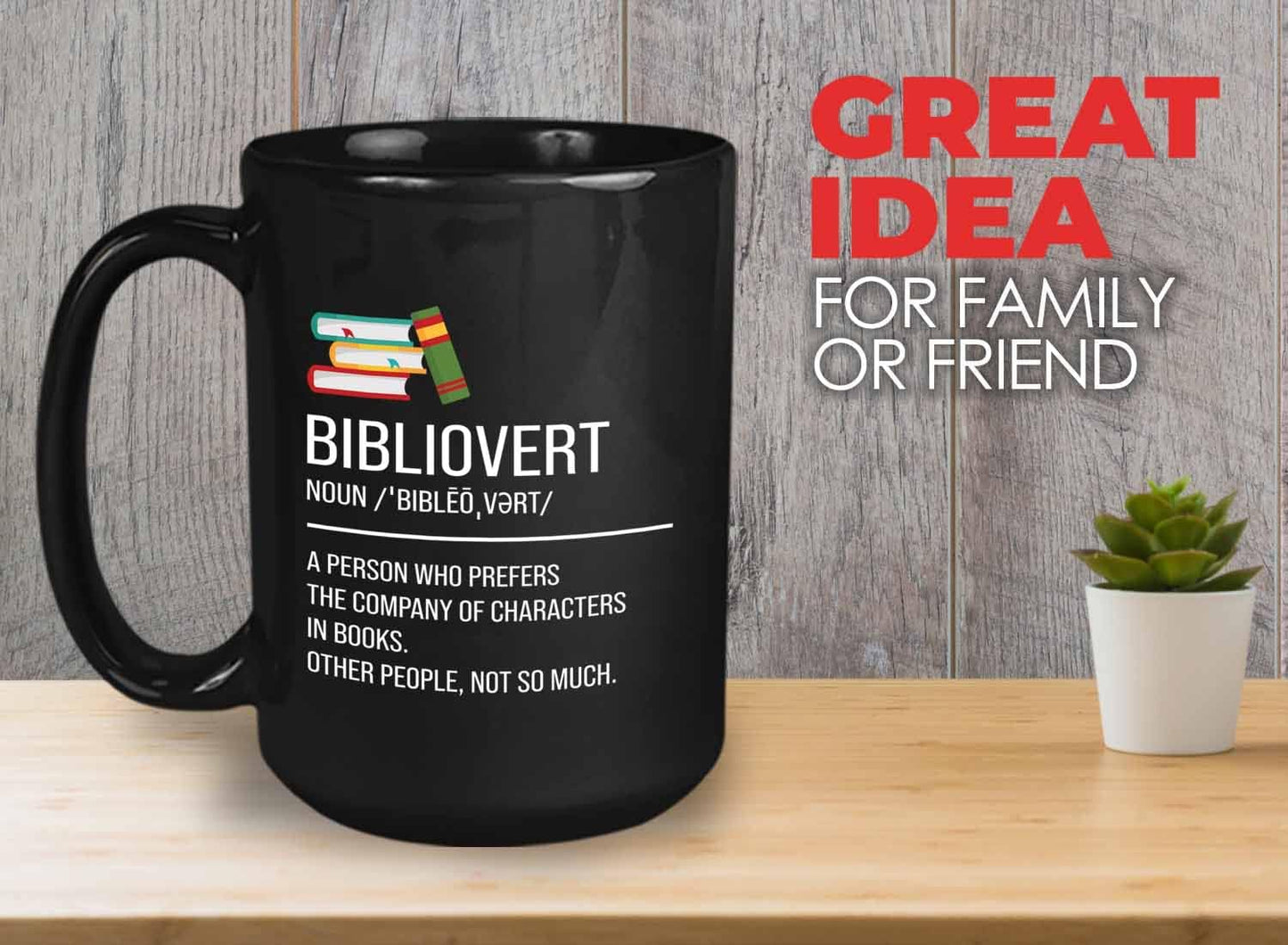 Bubble Hugs Book lovers Coffee Mug 15oz Black - Bibliovert Definition - Author Writer Book Library Editor Introvert Lovers Cat Chill Relax Bookworm Reading