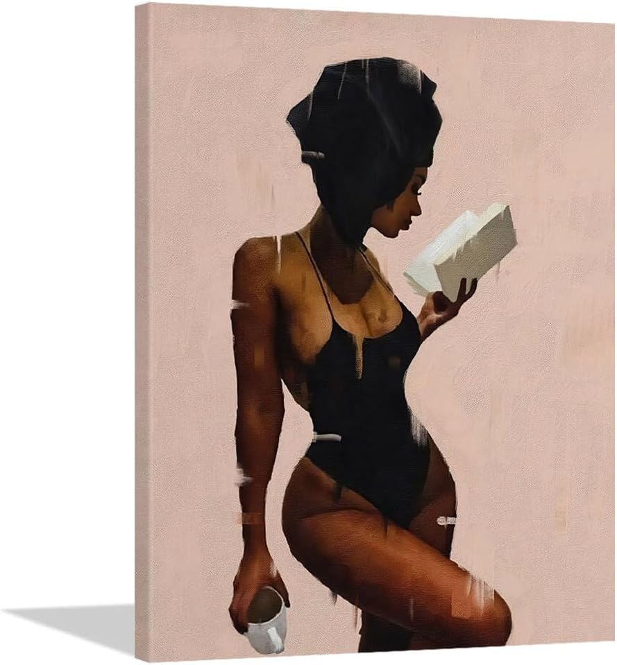 DAOTU The Reading Black Women Poster Retro Black Girl Pictures Wall Decor Antique African American Wall Art Living Room Modern Wall Decoration, 16“ x 20” Framless