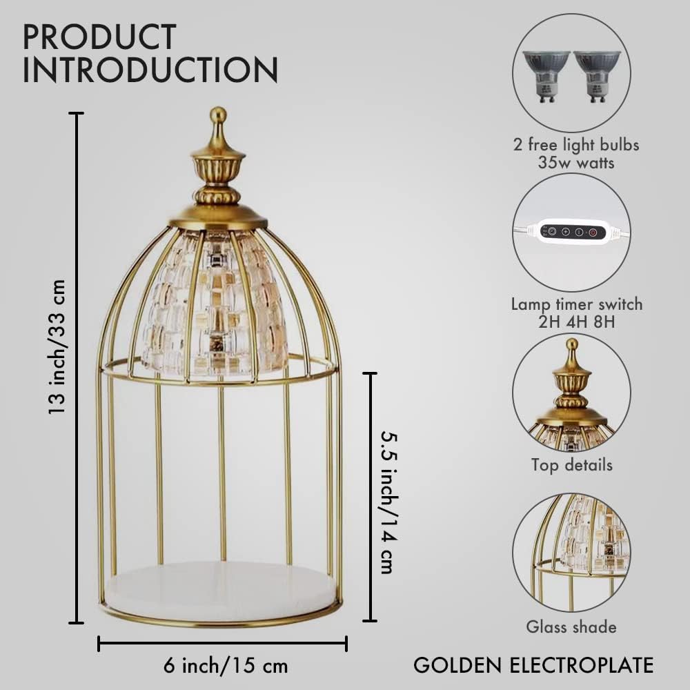 Candle Warmer Lamp for Top-Down Candle Melting, Vintage Aromatherapy Wax Melting lamp,Night Lamp (Gold)