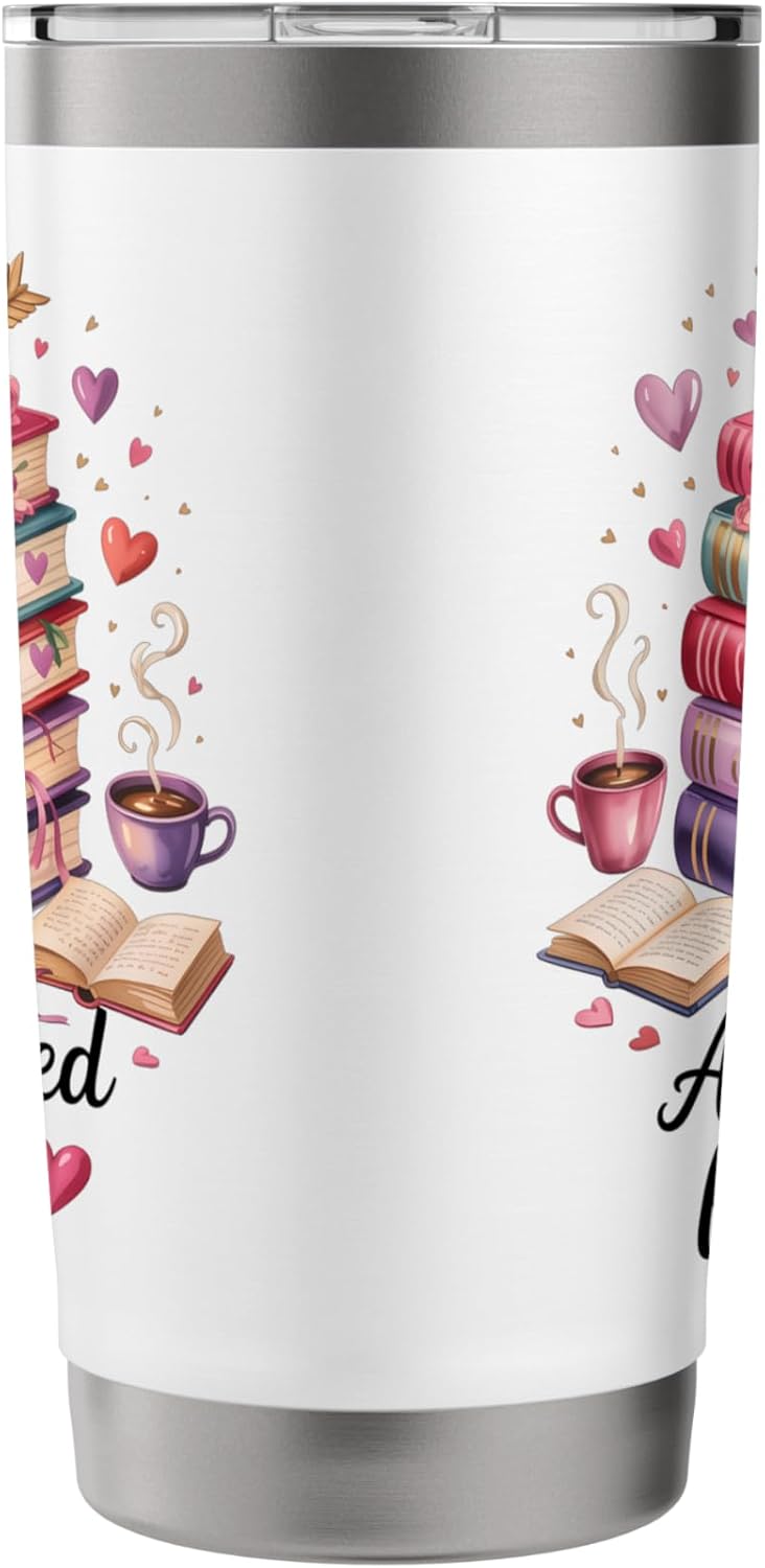All Booked for Love Cozy Reading Bookworm Romance Stack Stainless Steel Insulated Tumbler