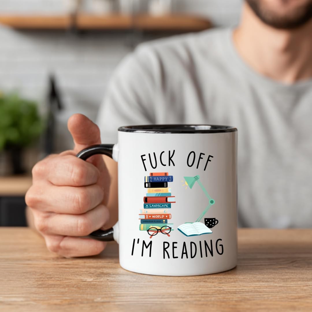 Funny Coffee Mug for Book Lovers Readers, Novelty Fuck Off I'M Reading Coffee Cup, Reading Gifts for Bookish Bookworm Book Club Friends Reader