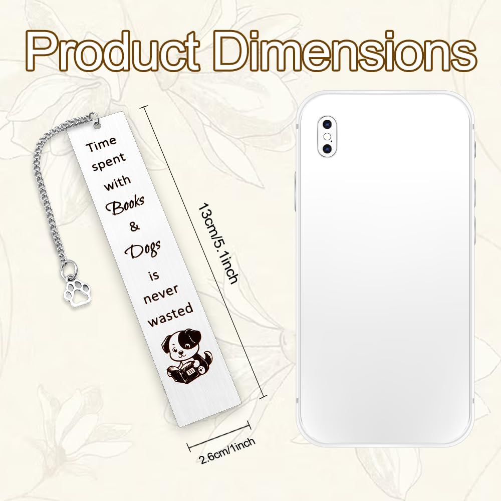 Dog Mom Dad Gifts for Dogs Lovers Book Reading Lovers Gifts Cute Birthday Stocking Stuffers Christmas Gifts for Women Men Sister Son Daughter Personalized Metal Bookmark Book Mark