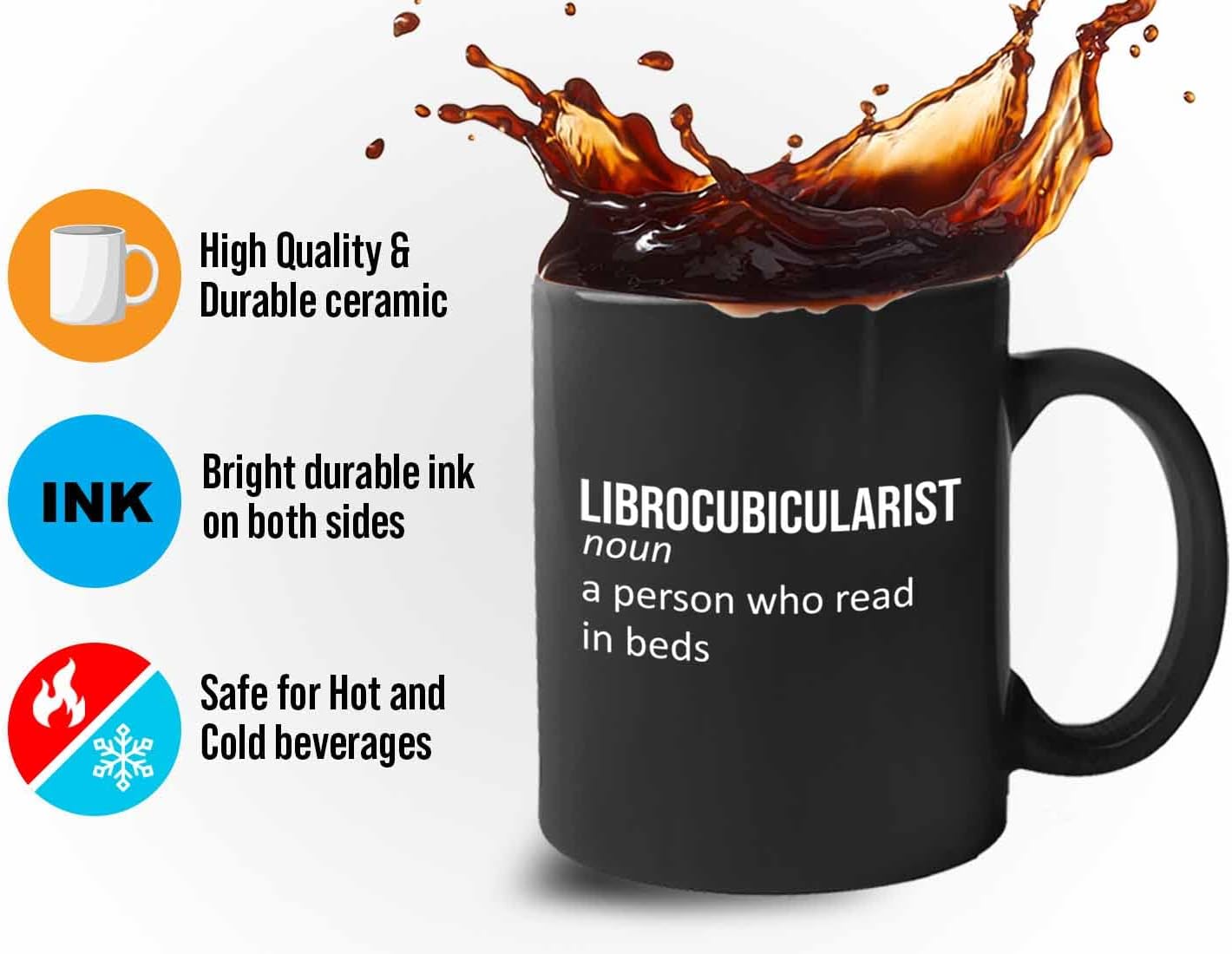 Bubble Hugs Writer Coffee Mug 11oz Black - Librocubicularist A person who read in beds - Reading Book Lover for Bookworm Bibliophile Librarians Author Readers Bookish
