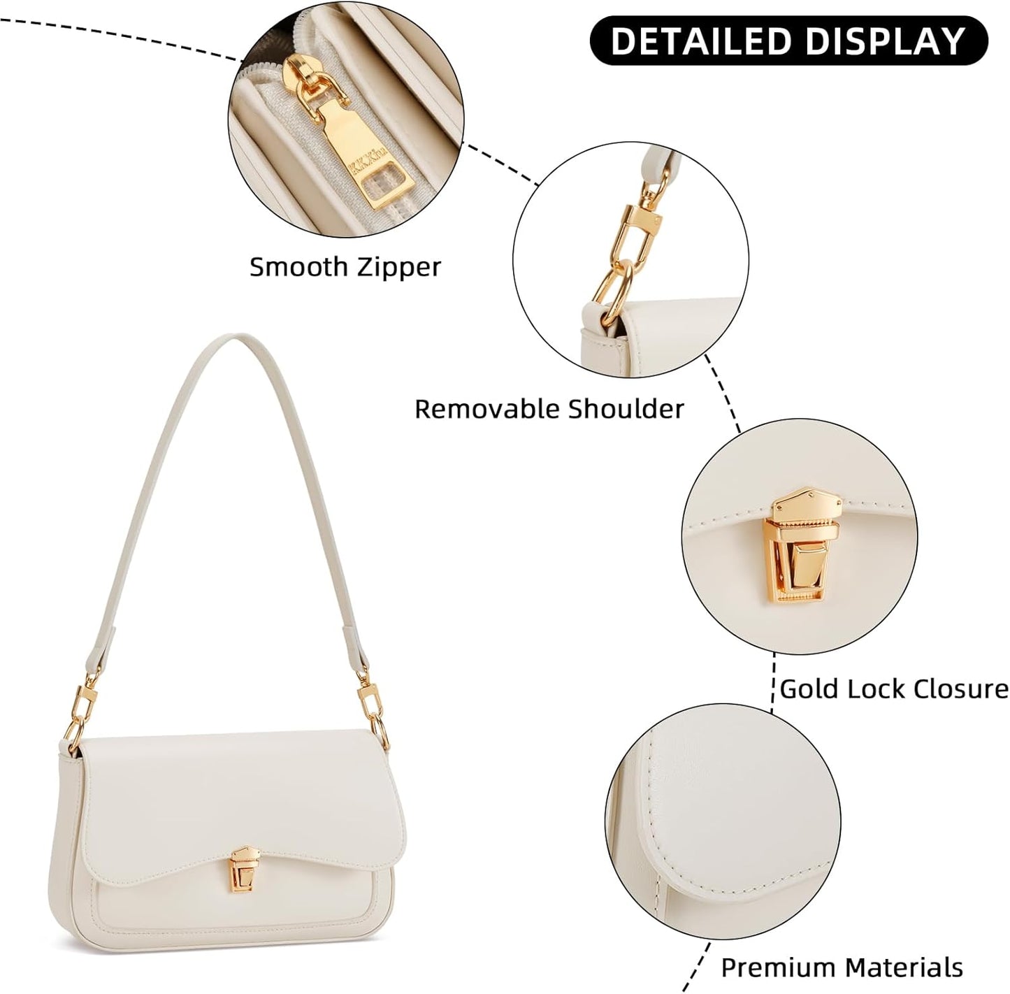 KKXIU Small Shoulder Bag for Women Cute Purses Mini Hobo Handbag Trendy Clutch Purse