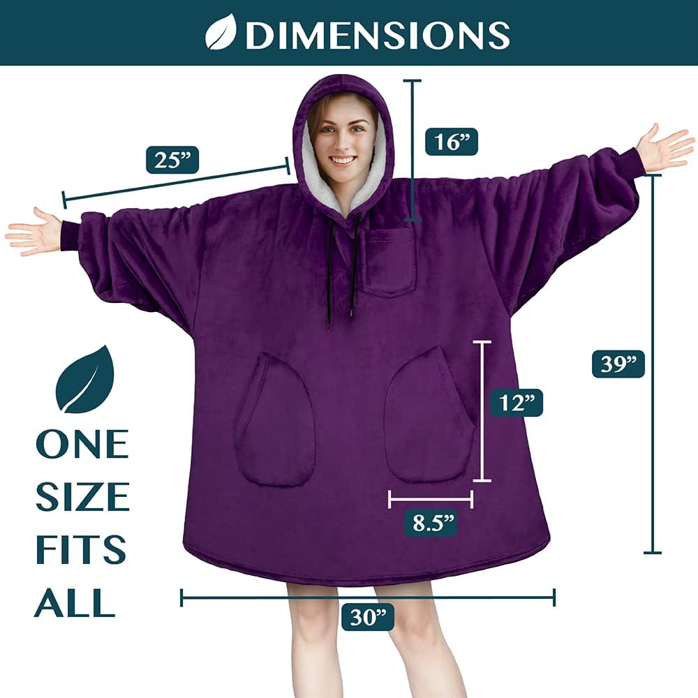 PAVILIA Blanket Hoodie for Women, Sherpa Wearable Blanket Men, Oversized Sweatshirt Blanket, Fleece Hooded Blanket Sweater