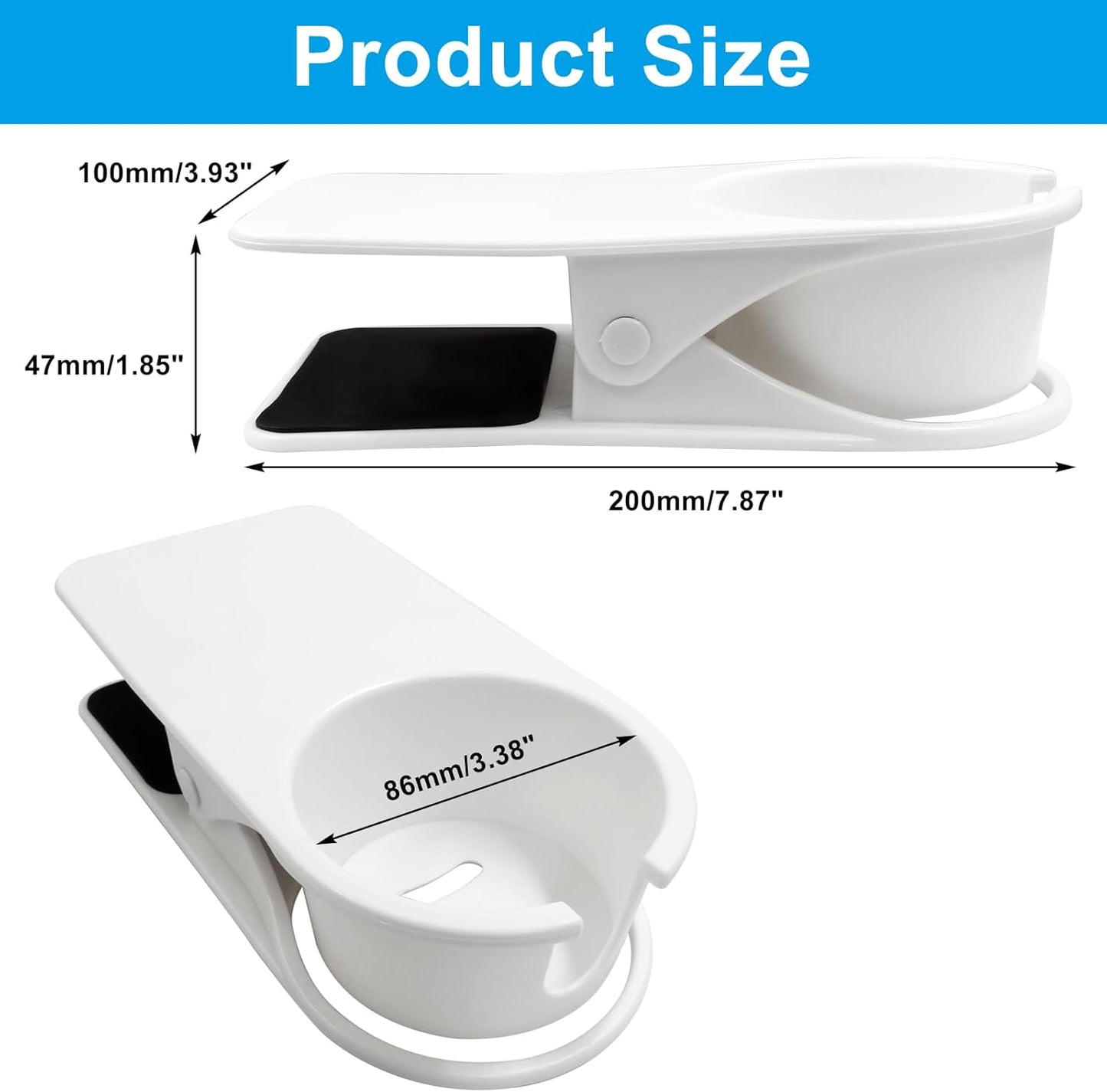 Drinking Cup Holder Clip, Desk Drink Holder with Clip for Water, Soda, Coffee Mug (White)