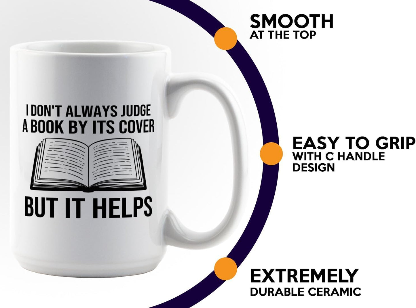 Book Lover Coffee Mug 15oz White -I dont always - Bookworm Literature Library Book Lover Reader Booked Editor Intellectual Studious