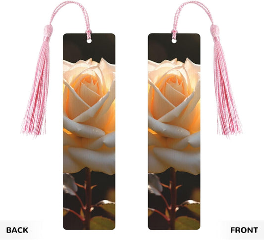 Glow in The Dark Bookmarks Gifts for Women Men, Wooden Bookmarks for Book Lovers, Vintage Book Marks Ornaments with Tassel, Unique Personalized Reading Page Markers Pink