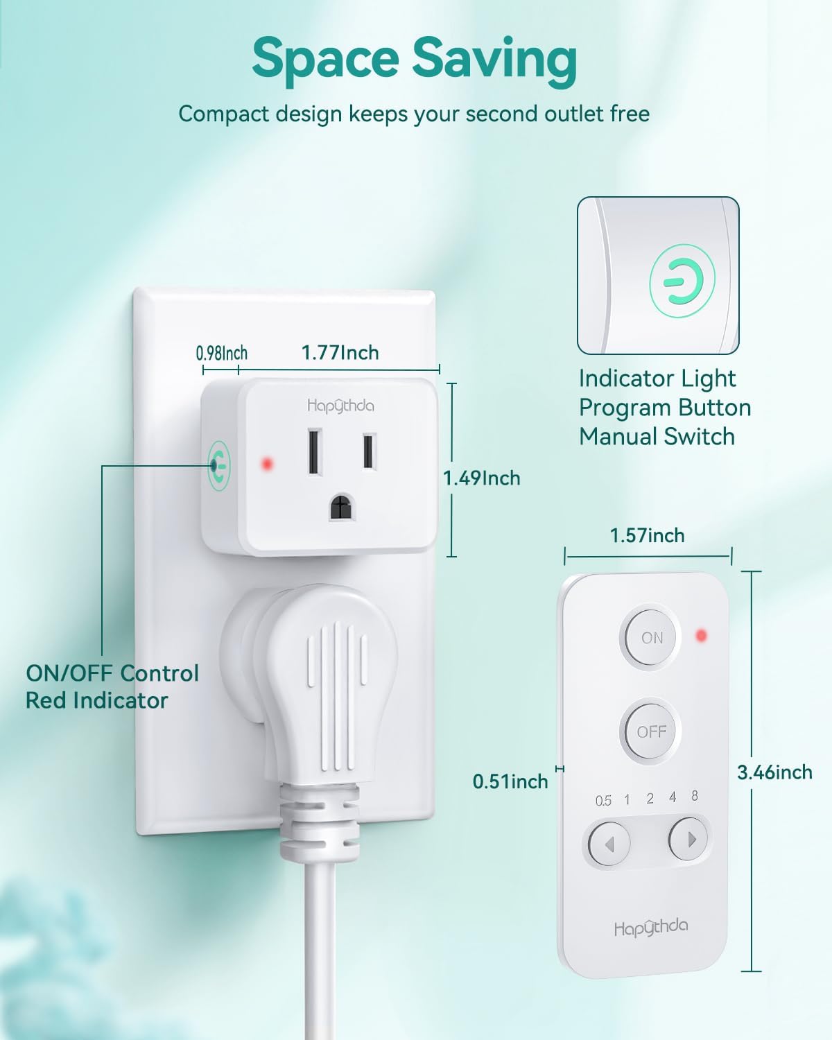 Remote Control Outlet Plug, Timer Outlet with Remote, 500ft Range Wireless Remote Light Switch, 15A/1500W Timer Plug, Remote Plug in on Off Switch, 4000V Anti-Surge, Light Control for Bedroom