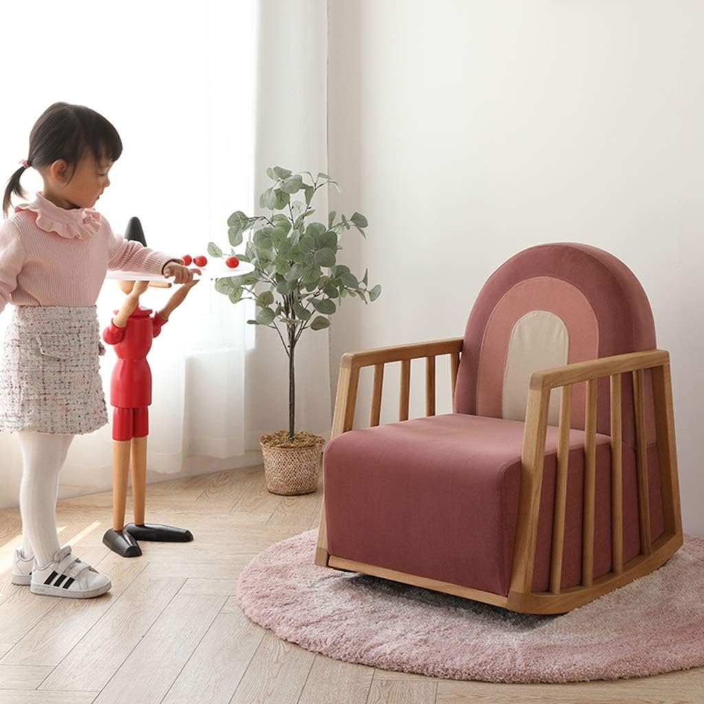 Couch Armchair for Gilrs Creative Rainbow Reading Corner Sofa Chair for Boys and Girls Cute Cartoon Comfortable Flannel Rocking Chair Easy Assembly (Color : Blue Size : 655000cm) (Pink+Primary Color