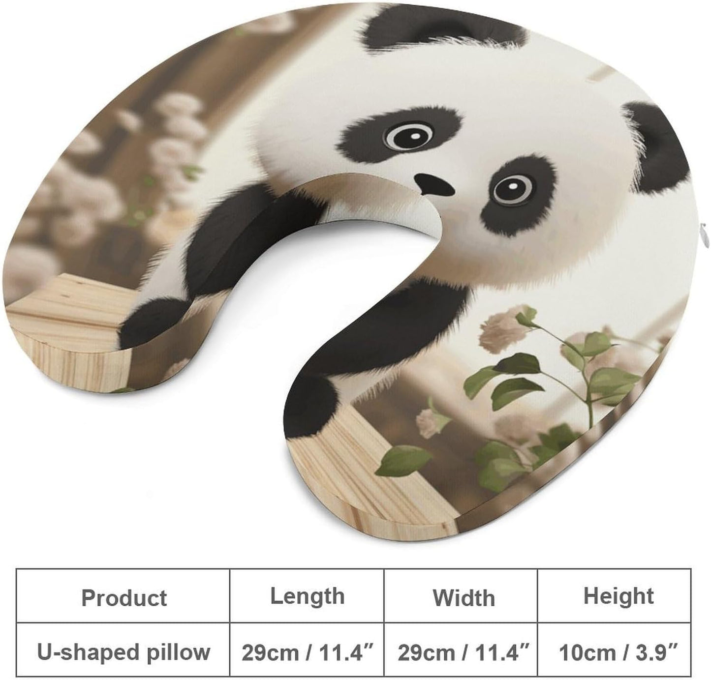 Cute White Panda Neck Pillow Memory Foam U Shaped Pillows Portable Pillows for Shoulder Travel Head Support Pillow with Concealed Zipper for Airplane Car Home Office