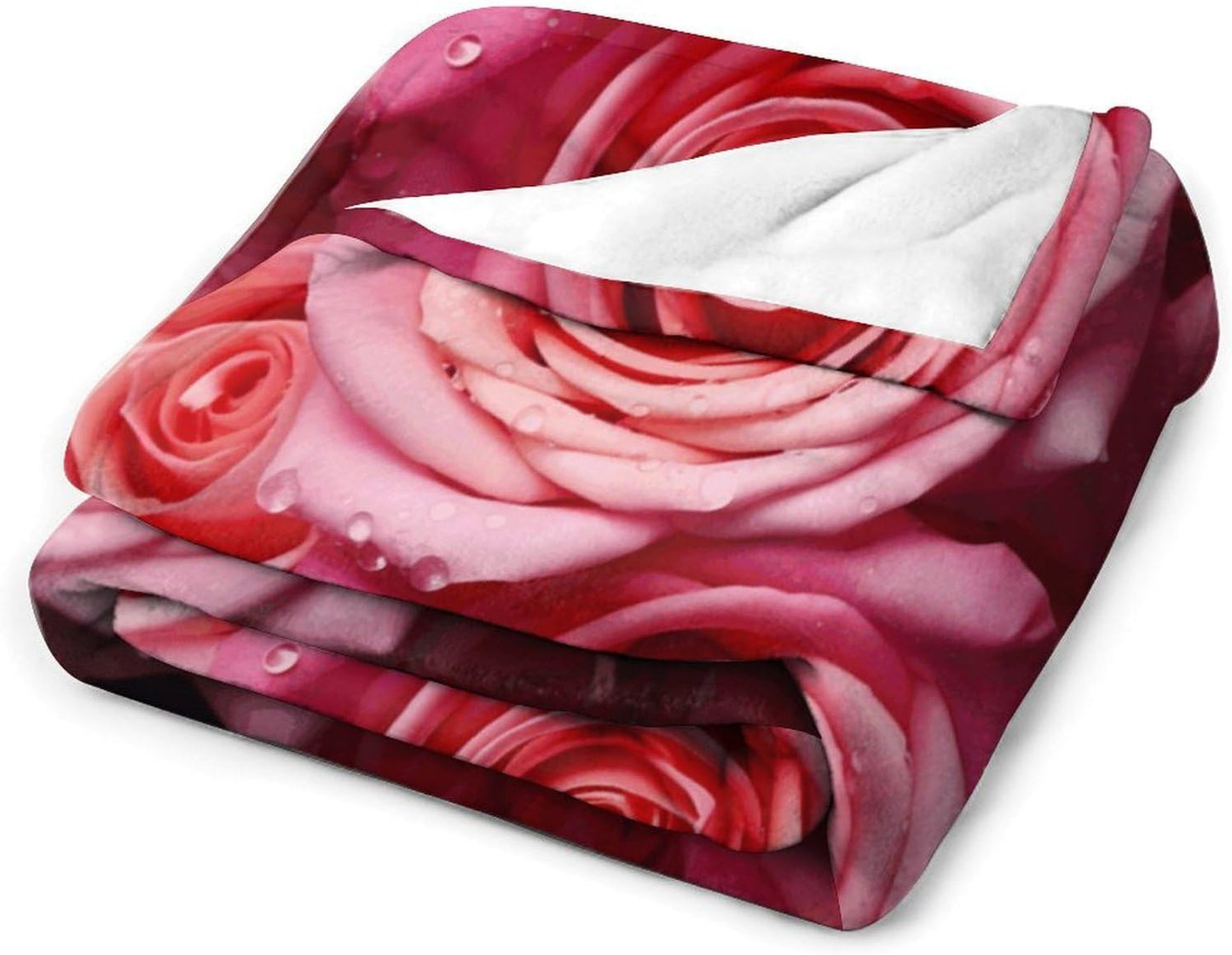 Elegant Rose Flower Throw Blanket for Couch Super Soft Warm Lightweight Throw Blankets Cozy Flannel Bed Blanket Cute Decorative Blankets for All Seasons Home Decor Gift 40"*50" （100 * 130cm）
