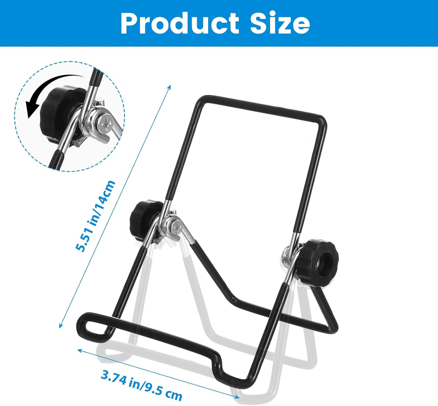 24 Pack Metal Book Stand, 5.51" x 3.74" Foldable Adjustable Display Easel Holder for Plates Pictures Photos Cookbooks and Tablets, Black