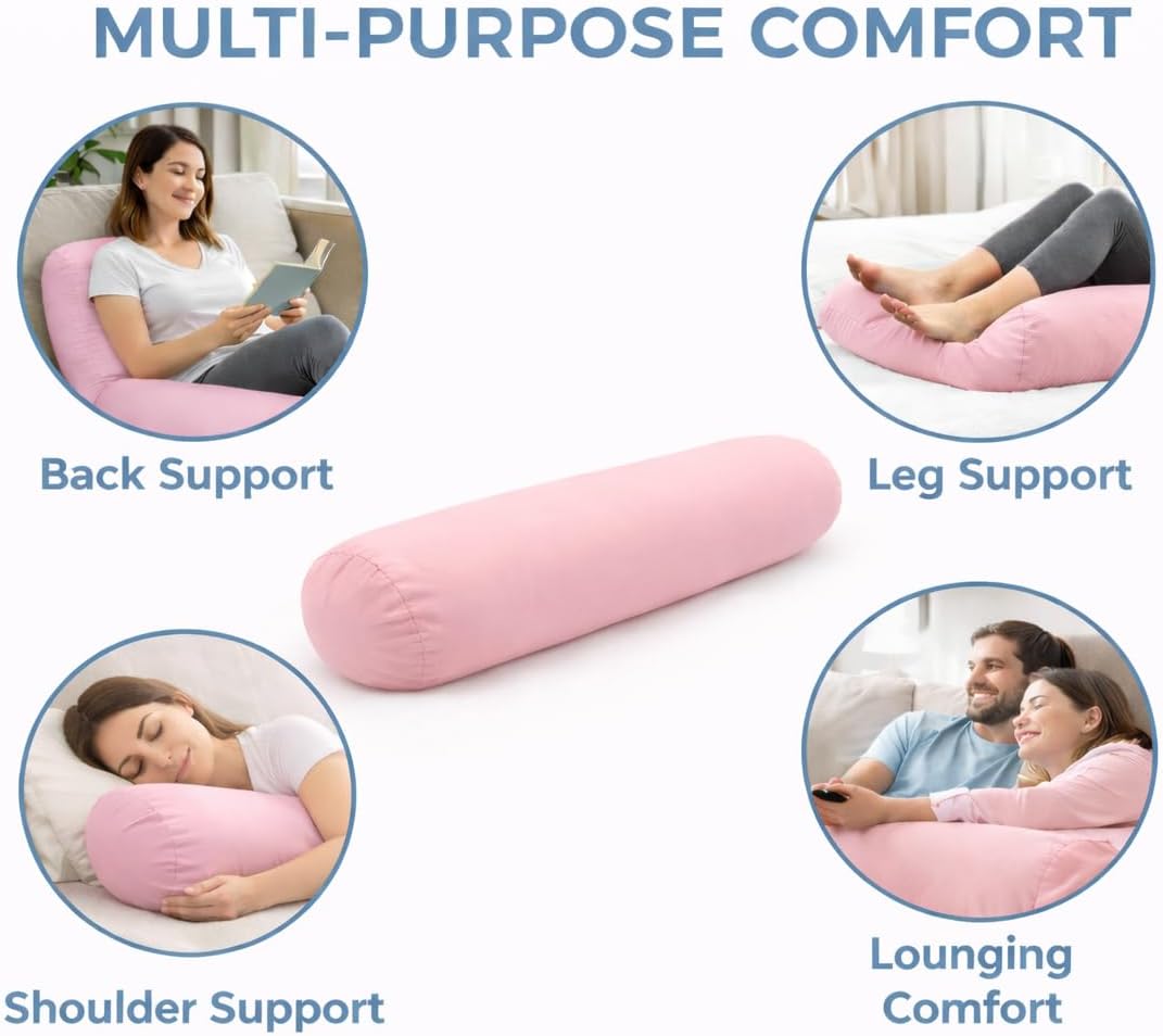 Microbead Body Pillow - Luxuriously Soft and Huggable with Removable Cover 30 X 8