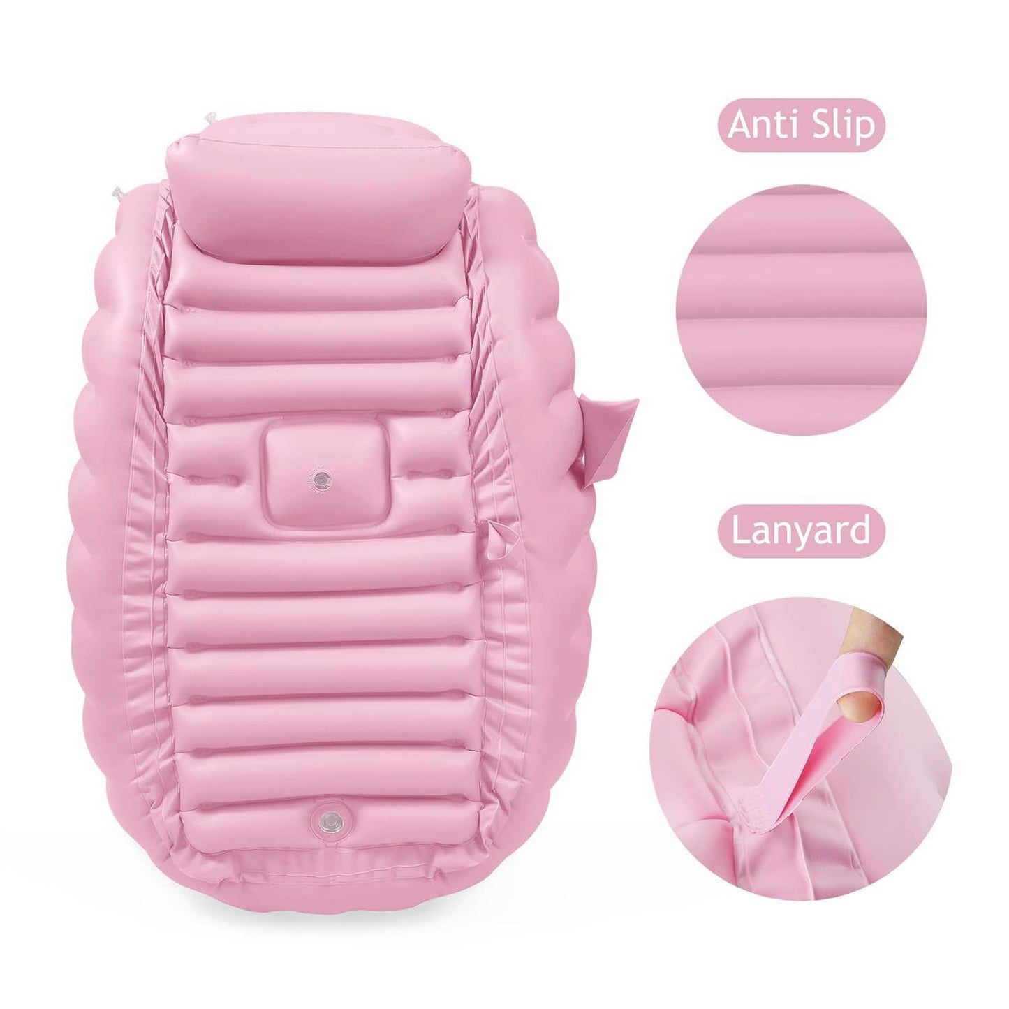 PandaEar Baby Inflatable Bathtub, Portable Travel Baby Infant Bath Tub Toddler Bathtub with Air Pump, Foldable Non-Slip Shower Basin Mini Air Swimming Pool for Newborn (Whale Blue) (Pink)