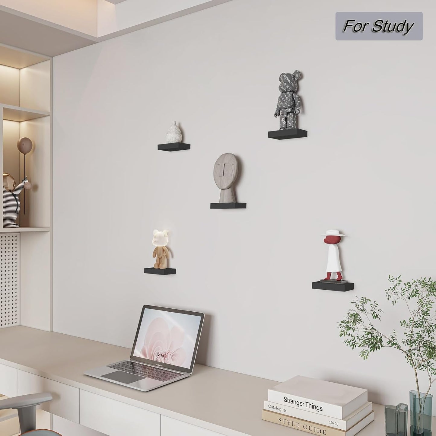 HAO Small Floating Shelf 6 inch Wall Mounted Mini Hanging Display Shelves for Living Room Bedroom Bathroom Set of 3 Black