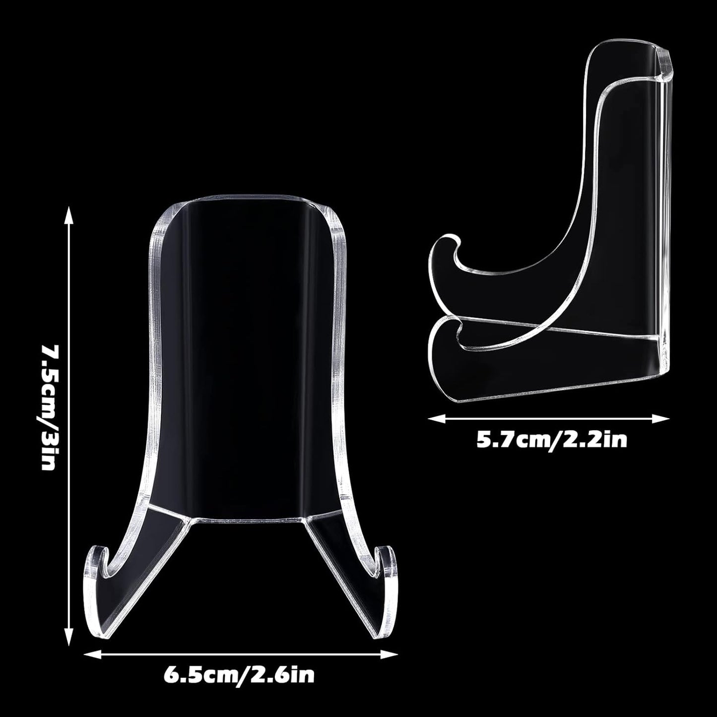Chunful 2 Pieces Acrylic Plate Stands Clear Acrylic Easels Display Stands with Deep Support Shelves for Display Card Holder Photos Book Picture Table Top Holder Home Decors (3 x 2.6 x 2.2 Inch)