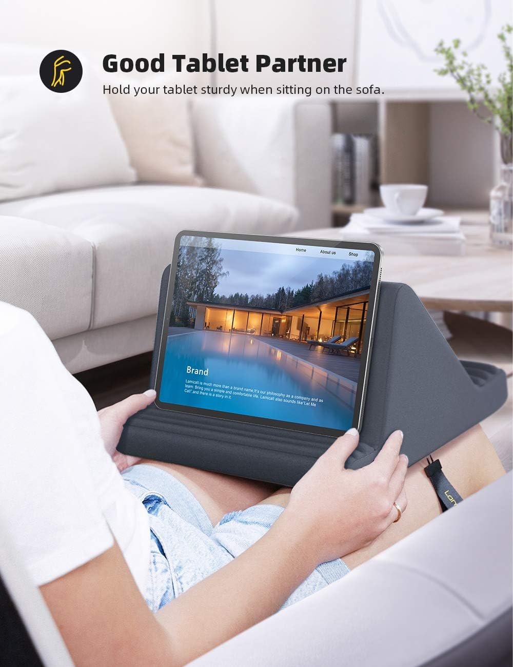Lamicall Tablet Pillow Stand, Pillow Soft Pad for Lap - Tablet Holder Dock for Bed with 6 Viewing Angles, Great Gifts, for 4-13" Tablets, Like iPad Pro 11, 13, Air, Mini, Kindle, Galaxy Tab, E-Reader
