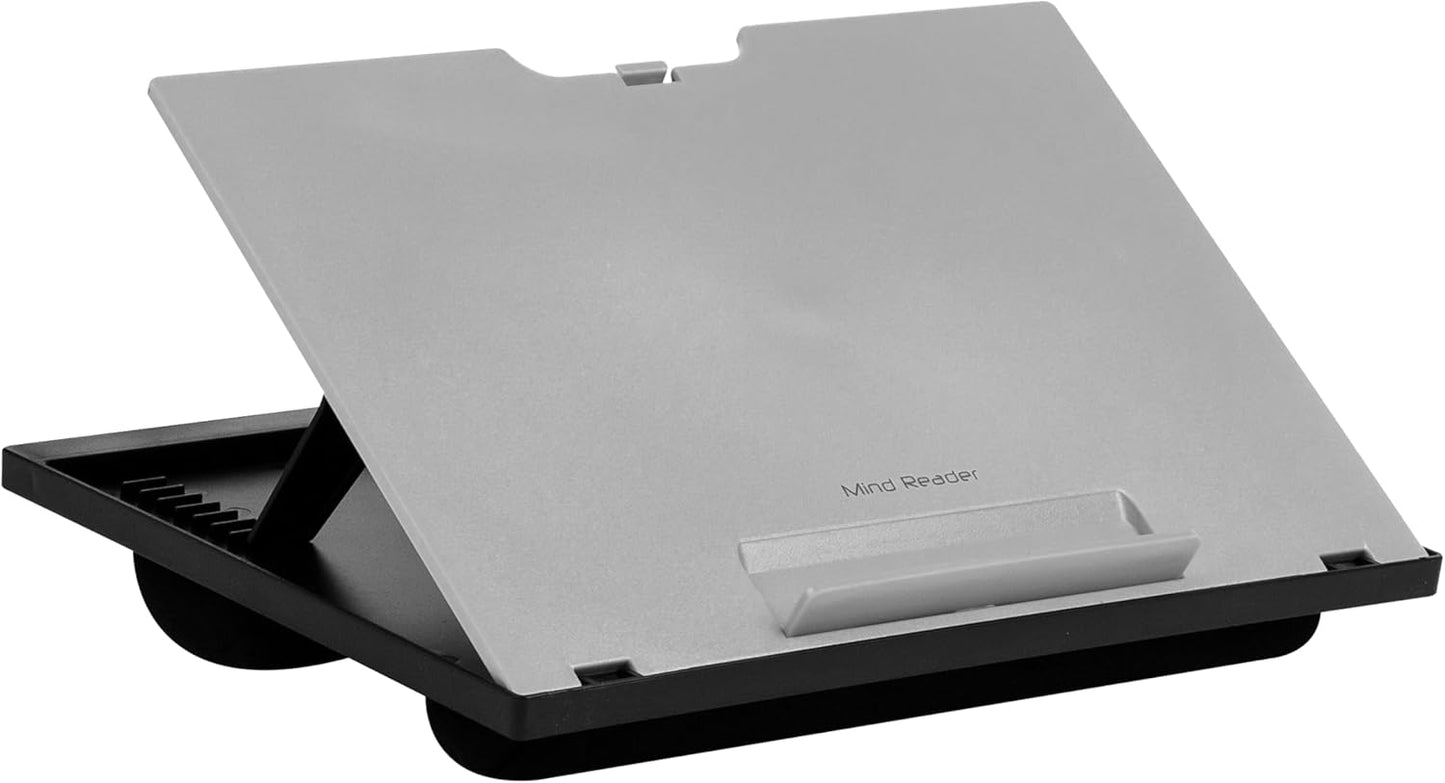 Mind Reader Lap Desk Laptop Stand, Bed Tray, Collapsible, Cushion, Portable, Dorm, Plastic, 14.75" L x 11" W x 7.3" H, Gray