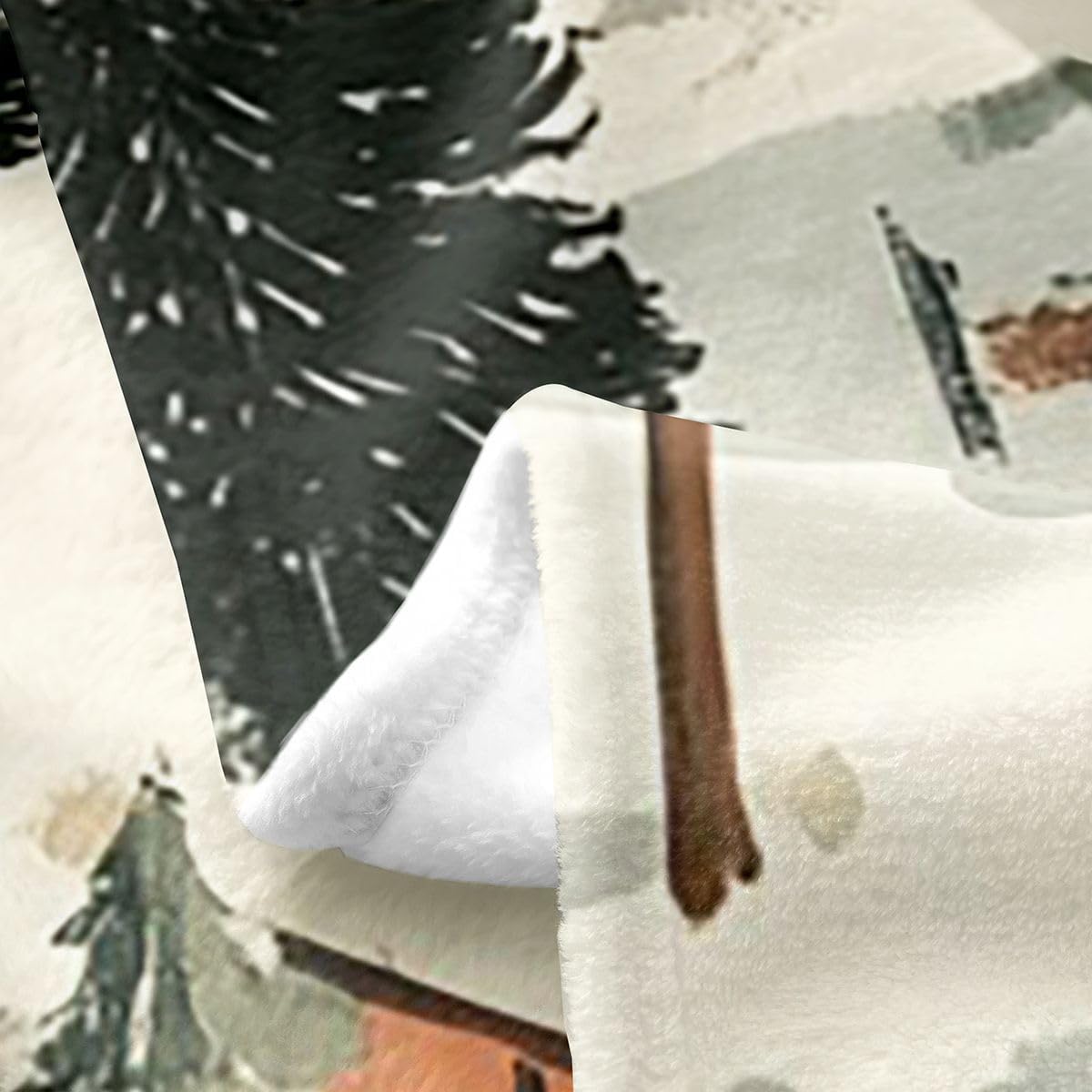 Castle Fairy Skiing Throw Blanket Throw 50x60 Cartoon Cable Car Green Pine Trees Fleece Blanket for Kids Teens Adults Winter Sports Ski Skis Flannel Blanket for Living Room Couch