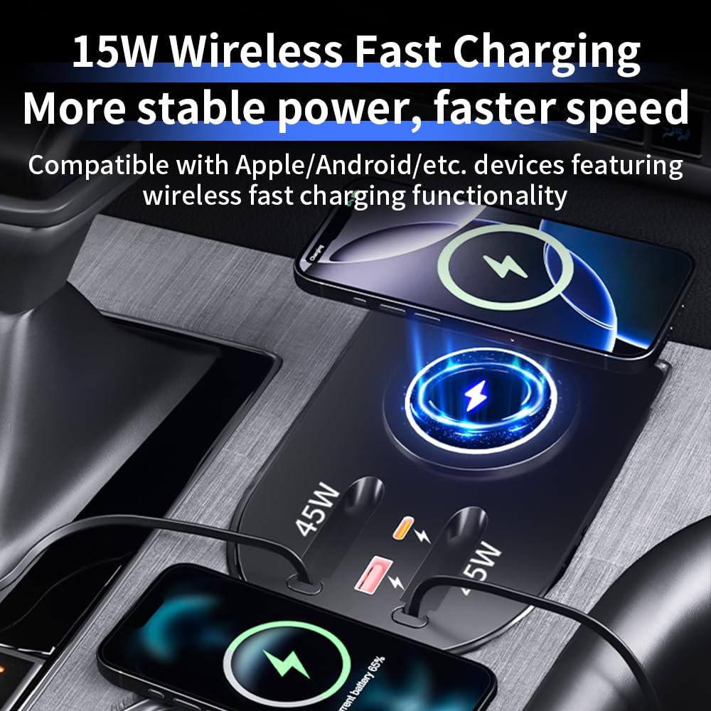 Car USB Hub Docking Station for Toyota Sienna 2021 2022 2023 2024 2025 2026 Type-C Fast Charger Auto Interior Centre Console Accessories Cigarette Lighter Decoration Phone Wireless Charging Adapter