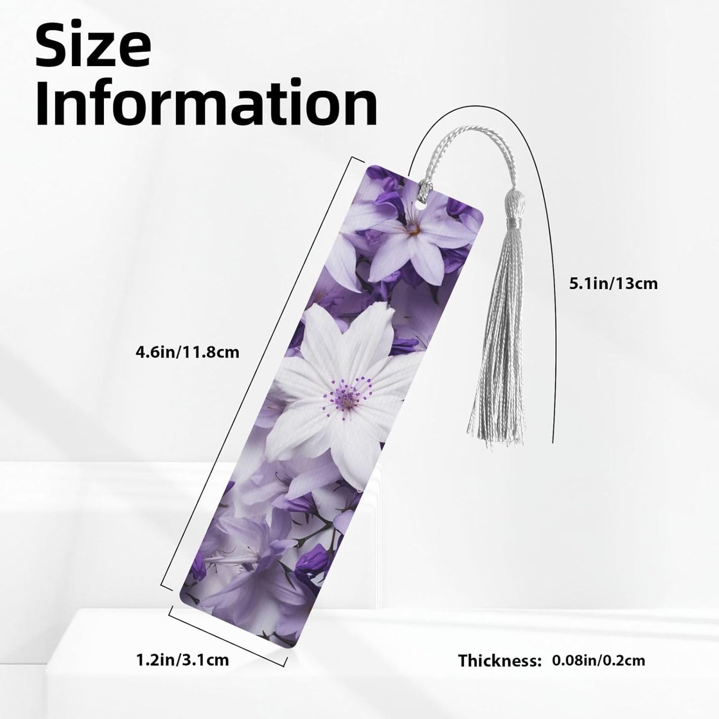 Small Purple Flower Bookmarks Gifts for Women Men, Wooden Bookmarks for Book Lovers, Vintage Book Marks Ornaments with Tassel, Unique Personalized Reading Page Markers Gray