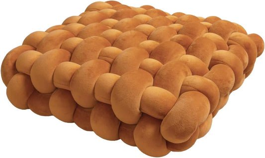 Knot Pillow Meditation Cushion Large Floor Cushions Sitting Funky Throw Pillows Chair Pillows Soft Pads Square Knotted Seat Cushions for Home Decoration Living Room Bedroom Sofa Couch Caramel