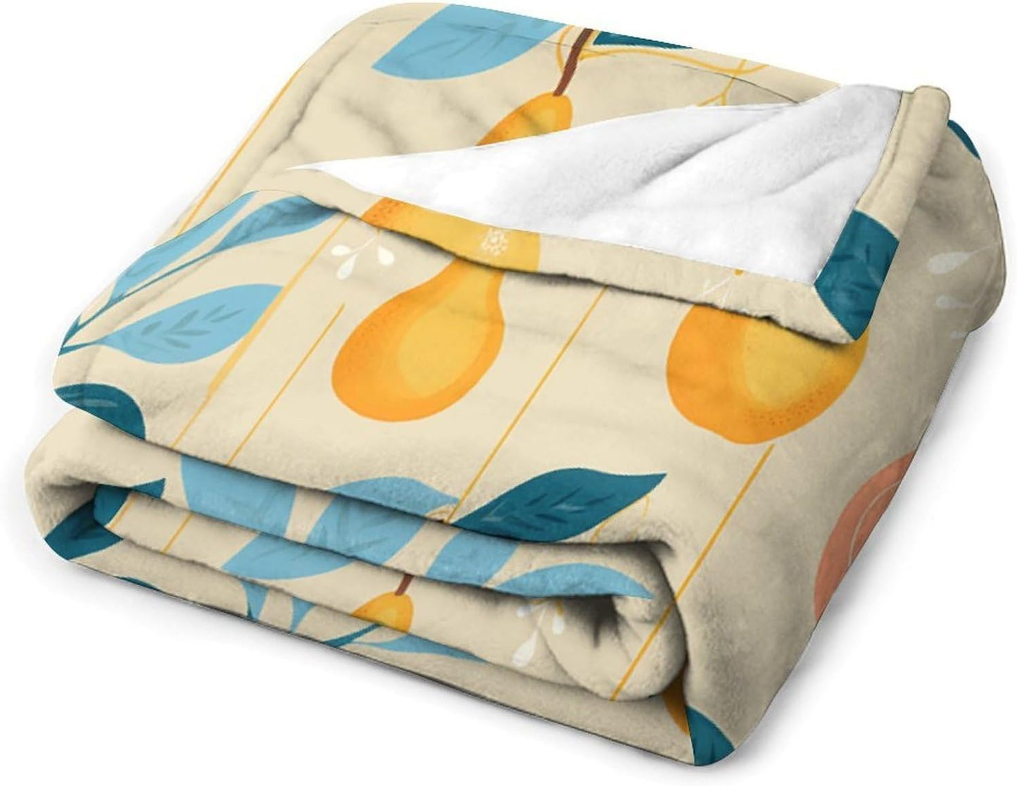 Pears and Leaves Throw Blanket for Couch Super Soft Warm Lightweight Throw Blankets Cozy Flannel Bed Blanket Cute Decorative Blankets for All Seasons Home Decor Gift 60"*80"（150 * 200cm）
