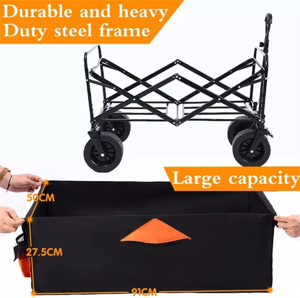 JSEIAJB Folding Cart Portable Foldable 150L Large Capacity Multifunction Cart Outdoor Camping Table Light Wagon BBQ Trolley(Trolley and Table A)