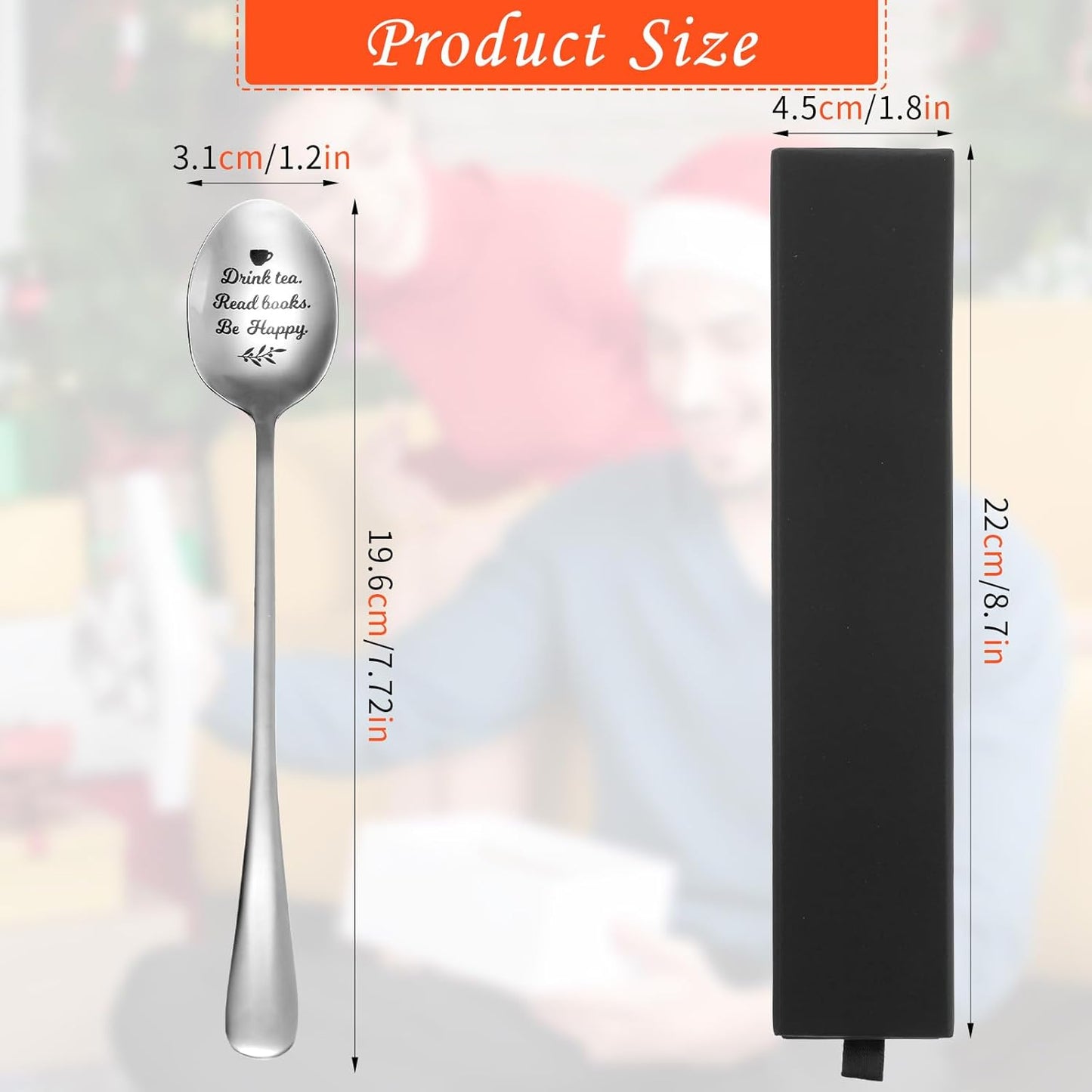 Drink Tea Read Books Spoon for Tea Lovers, Stainless Steel Tea Spoon for Loose Tea, Gifts for Tea Drinkers, Tea Accessories, Birthday Graduation Christmas Gifts for Women Men Engraved Spoons(Friend)