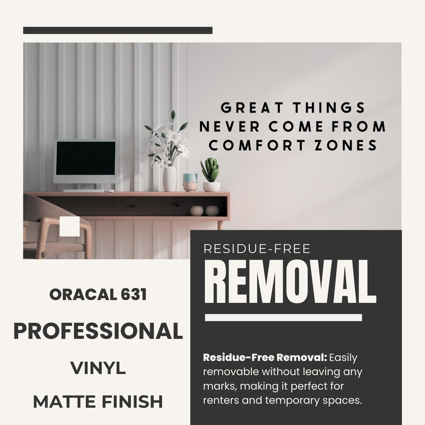 My Vinyl Story | Great Things Never Come from Comfort Zones | Inspirational Wall Decal Quote Sticker Motivational Office Decor Positive Vinyl Art for Classroom Gym (Black, 36x10 inches)