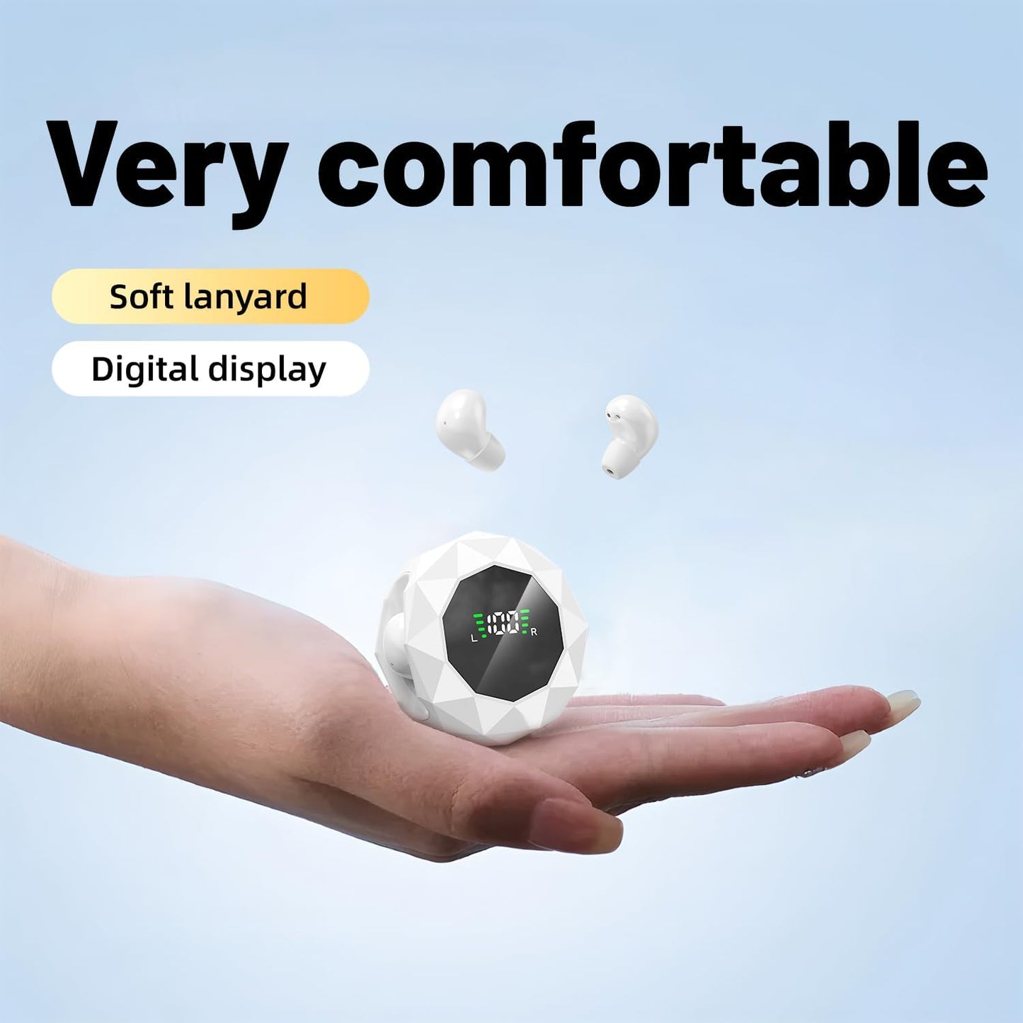 Wireless Earbuds,Invisible Sleep Headphones, Bluetooth 6.0 Headphones with ENC Noise Cancelling,Ultra Small Lightweight Half in-Ear Headphones for Sleeping, Workouts, Music-White